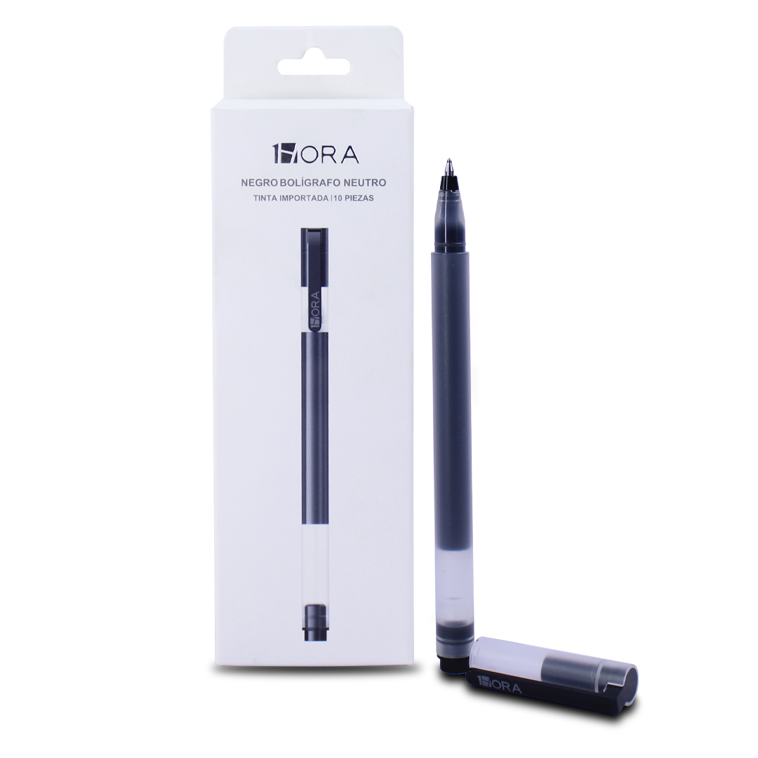 1 Hora Paquete De 10 Boligrafos Tinta Negra Punta De Bala 0.5mm Ycl033