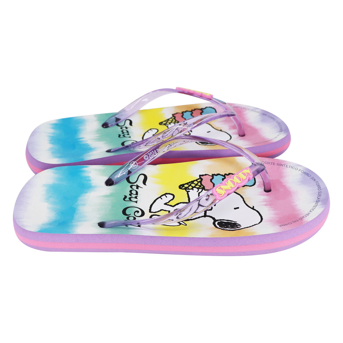 Sandalias Para Dama Snoopy Multicolor