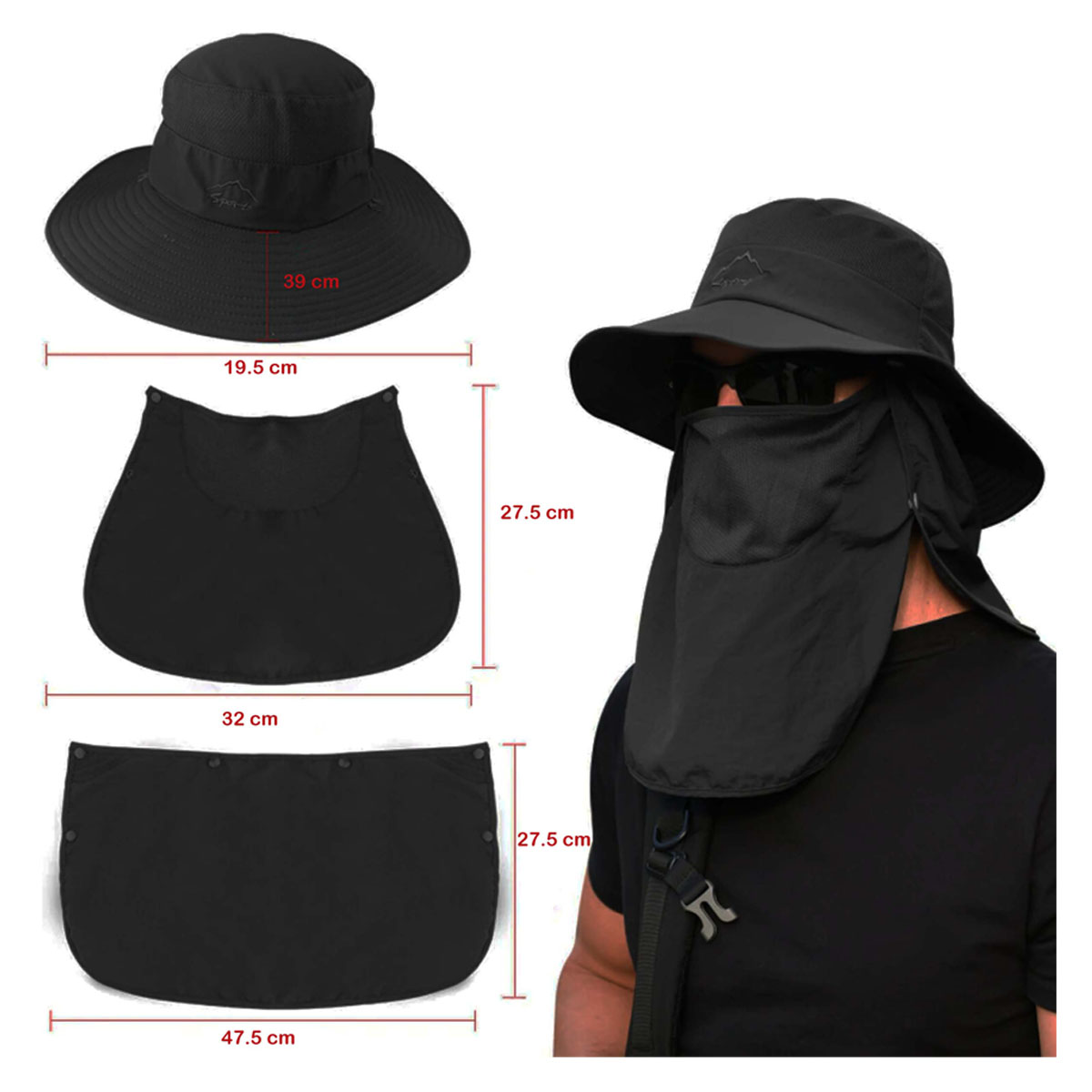 Sombrero Para El Sol Gorro Pescador Anti-uv Upf50+ Guardapolvo