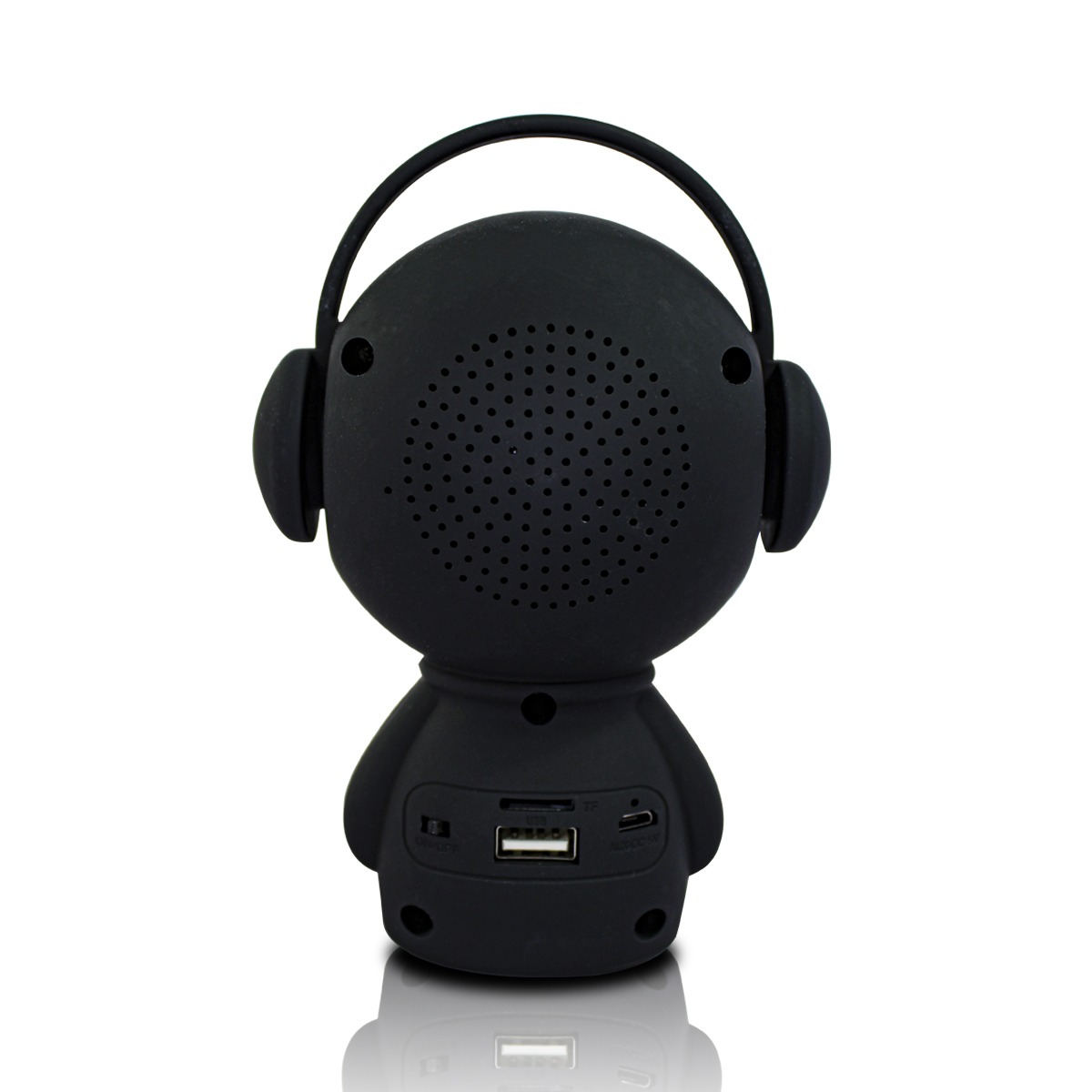 Mini Bocina Altavoz Recargable Carita Feliz Para Niños Color Negro 