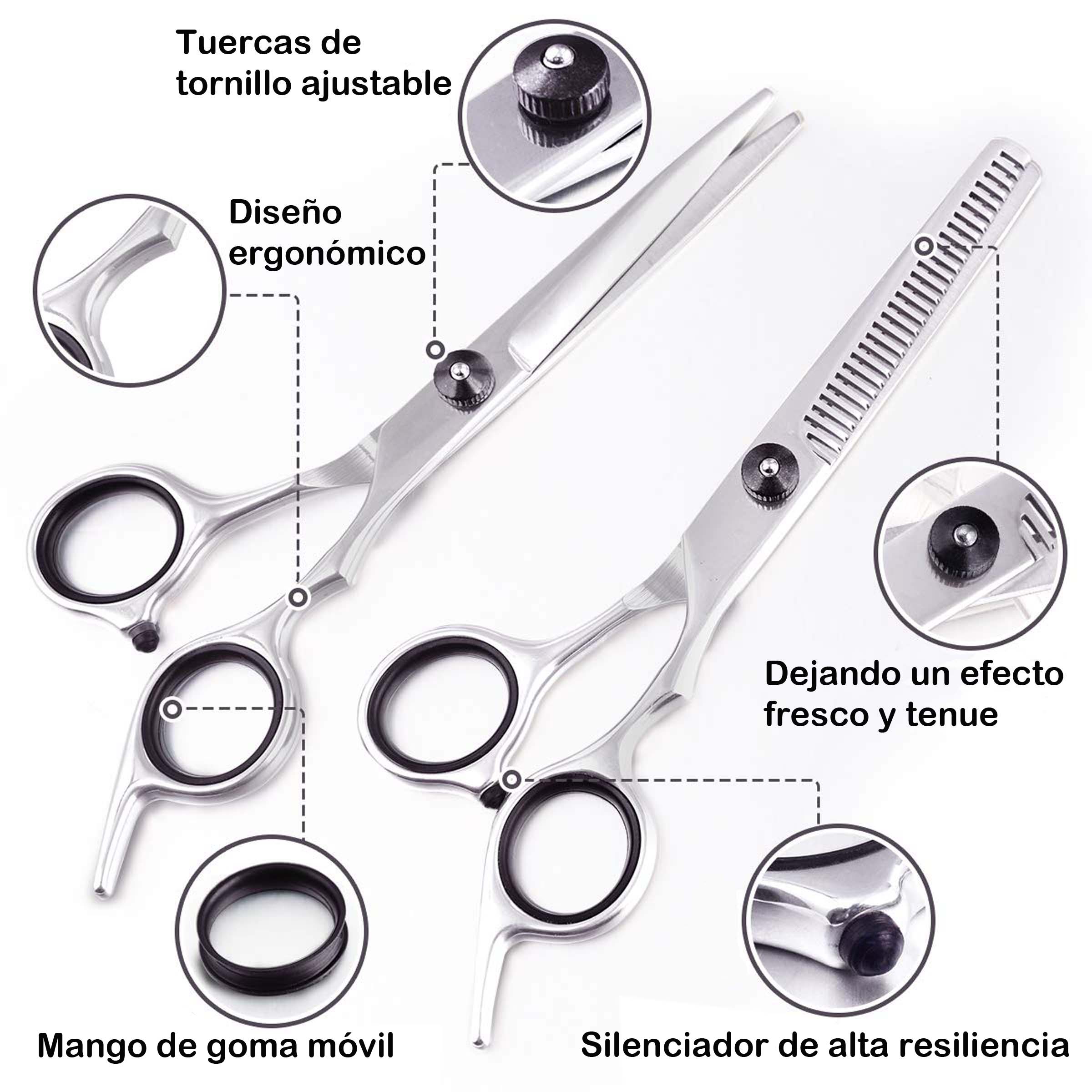 kit Tijeras Para Cabello Estilista Barbero Profesional 10pza