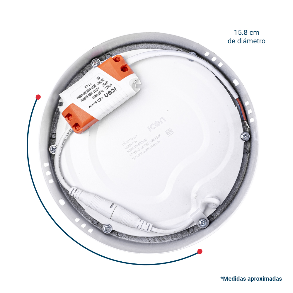ICON Luminario Led Downlight Lámpara de Techo Sobrepuesto 18W Luz Cálida 4100K