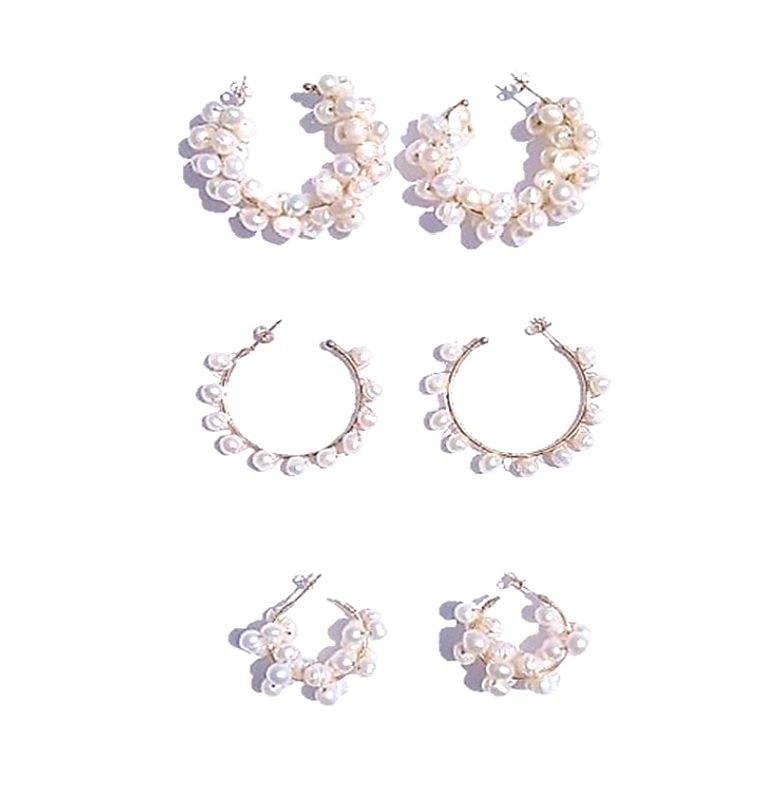 Aretes Arrancadas 3 Pares Perlas Cultivadas Chapa Oro A081