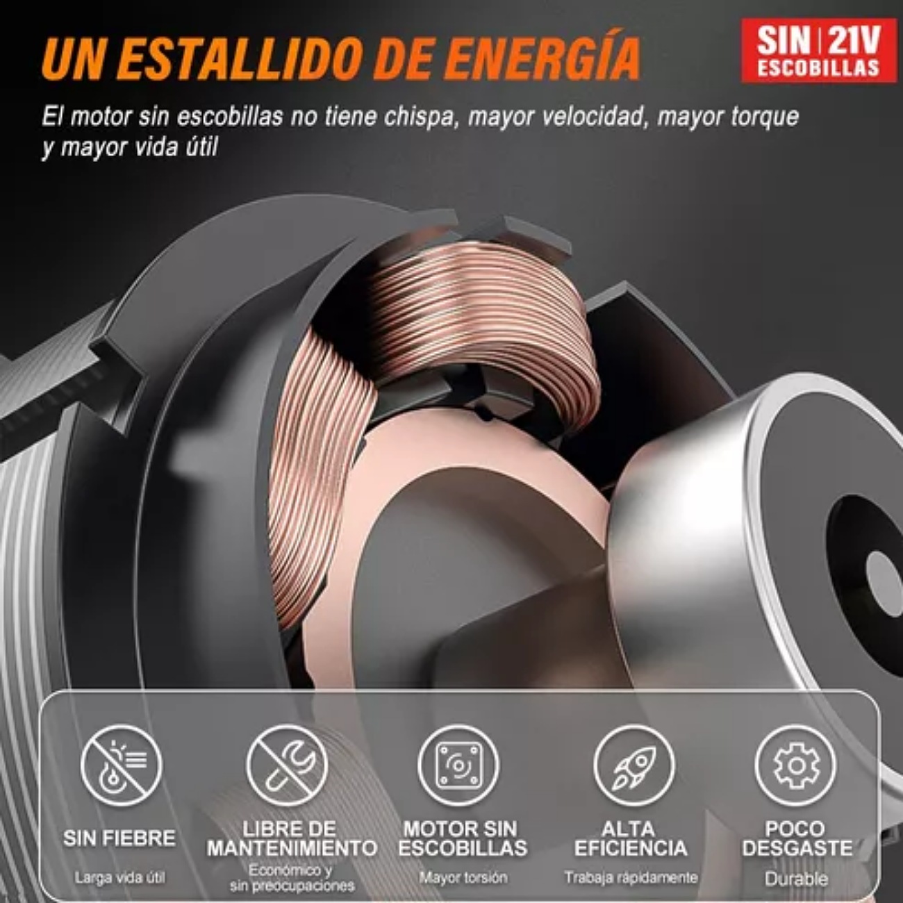 Taladro Rotomartillo Nanwei Sin Carbones Con 2baterías 3.0ah Color Negro