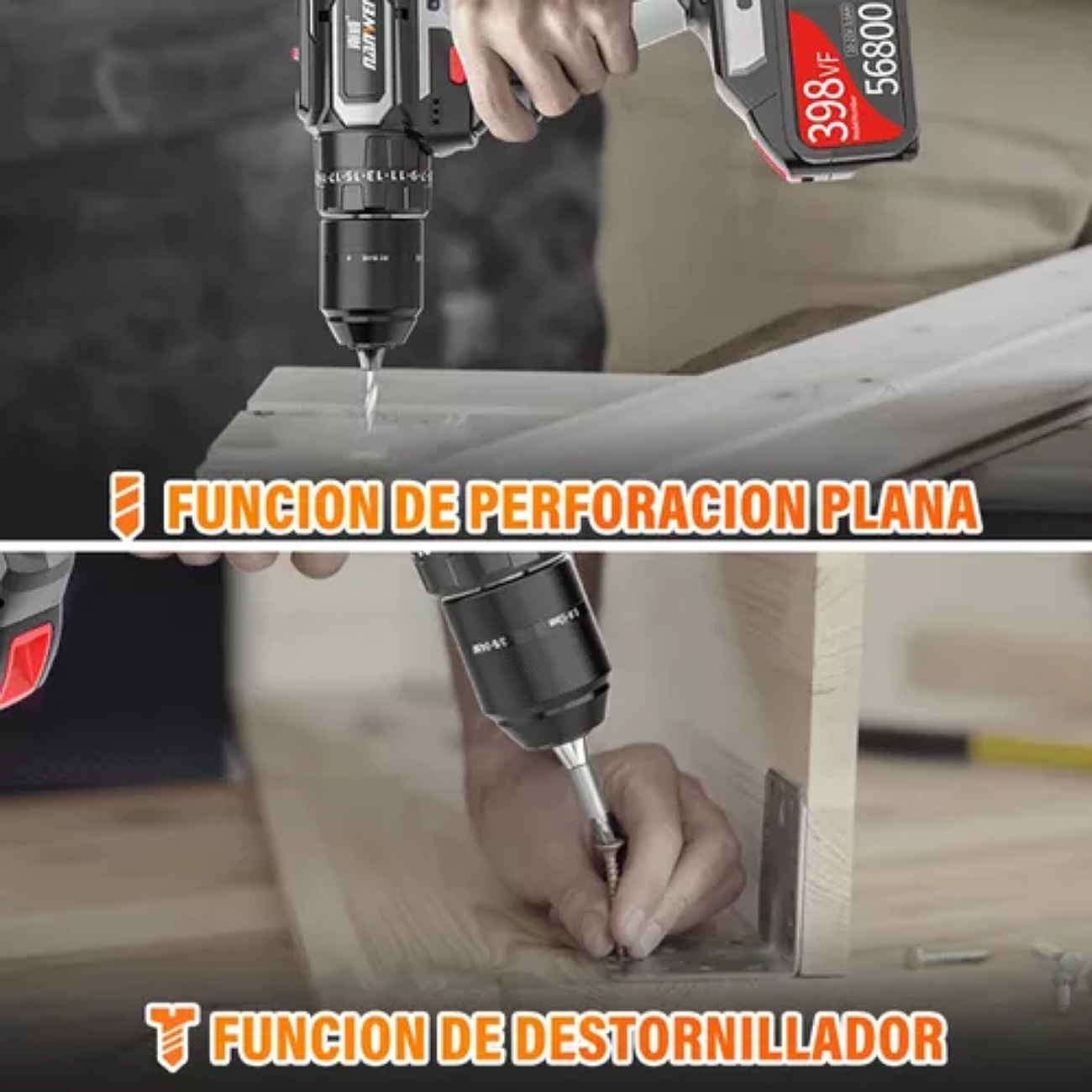 Taladro Rotomartillo Nanwei Sin Carbones Con 2baterías 3.0ah Color Negro