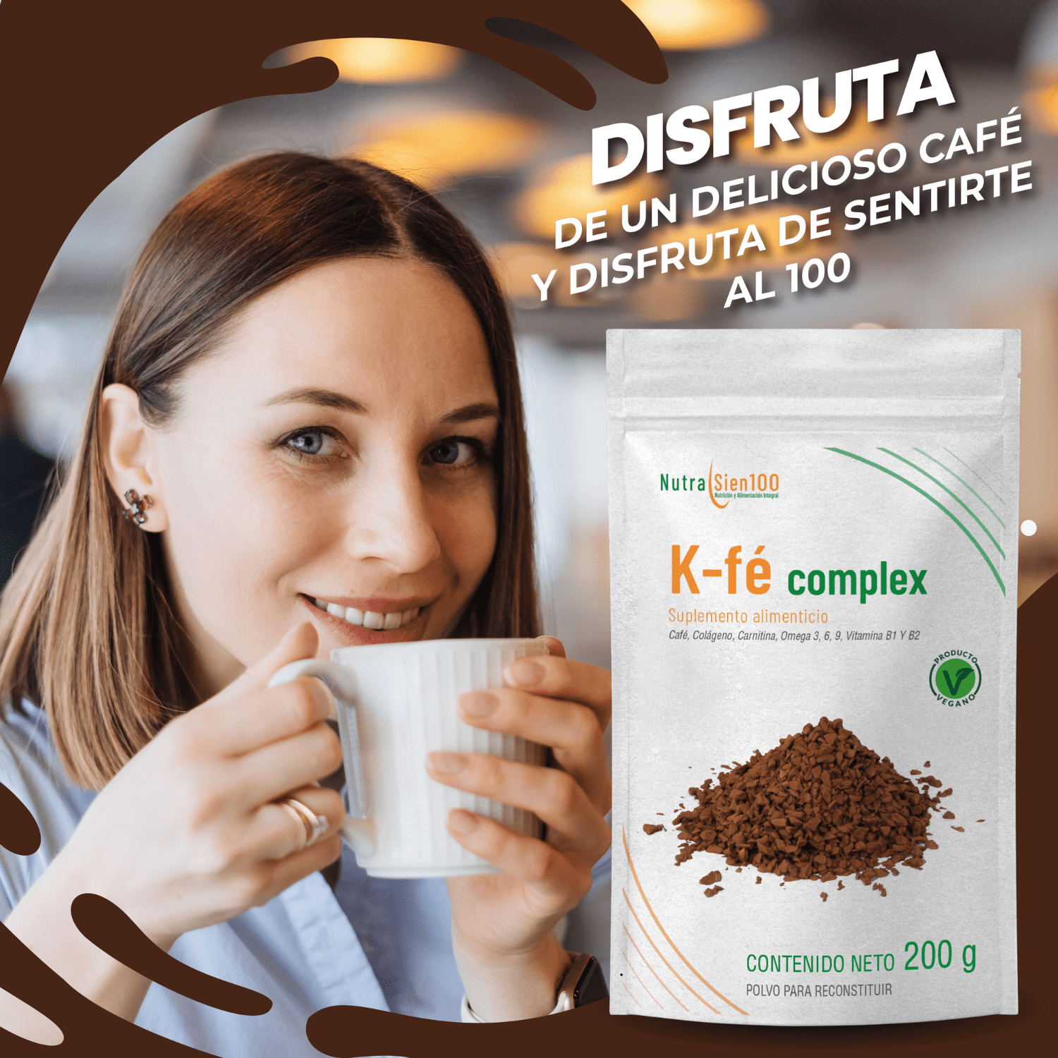 Nutrasien100 Café Keto Coffee Termogénico Sin Azúcar L-carnitina 20 Porciones