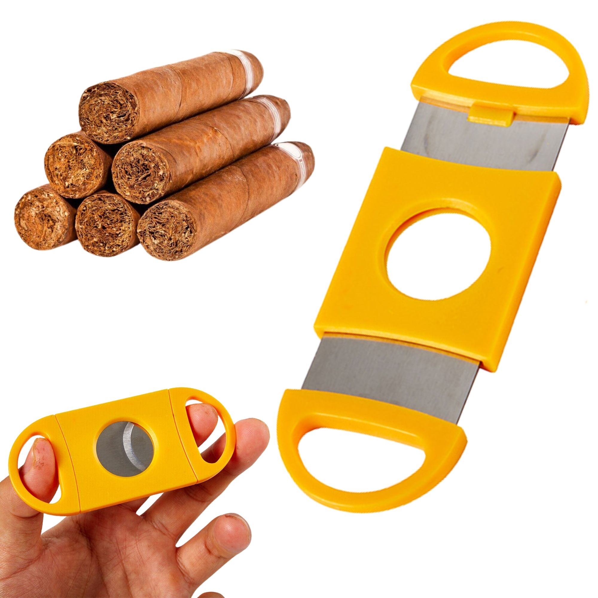 Cortador De Puros Habanos Ecomlab Cortapuro Acero Inoxidable Amarillo.