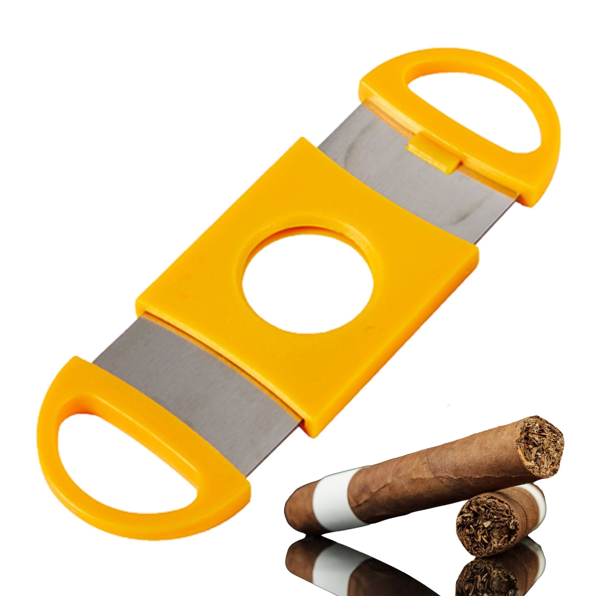 Cortador De Puros Habanos Ecomlab Cortapuro Acero Inoxidable Amarillo.