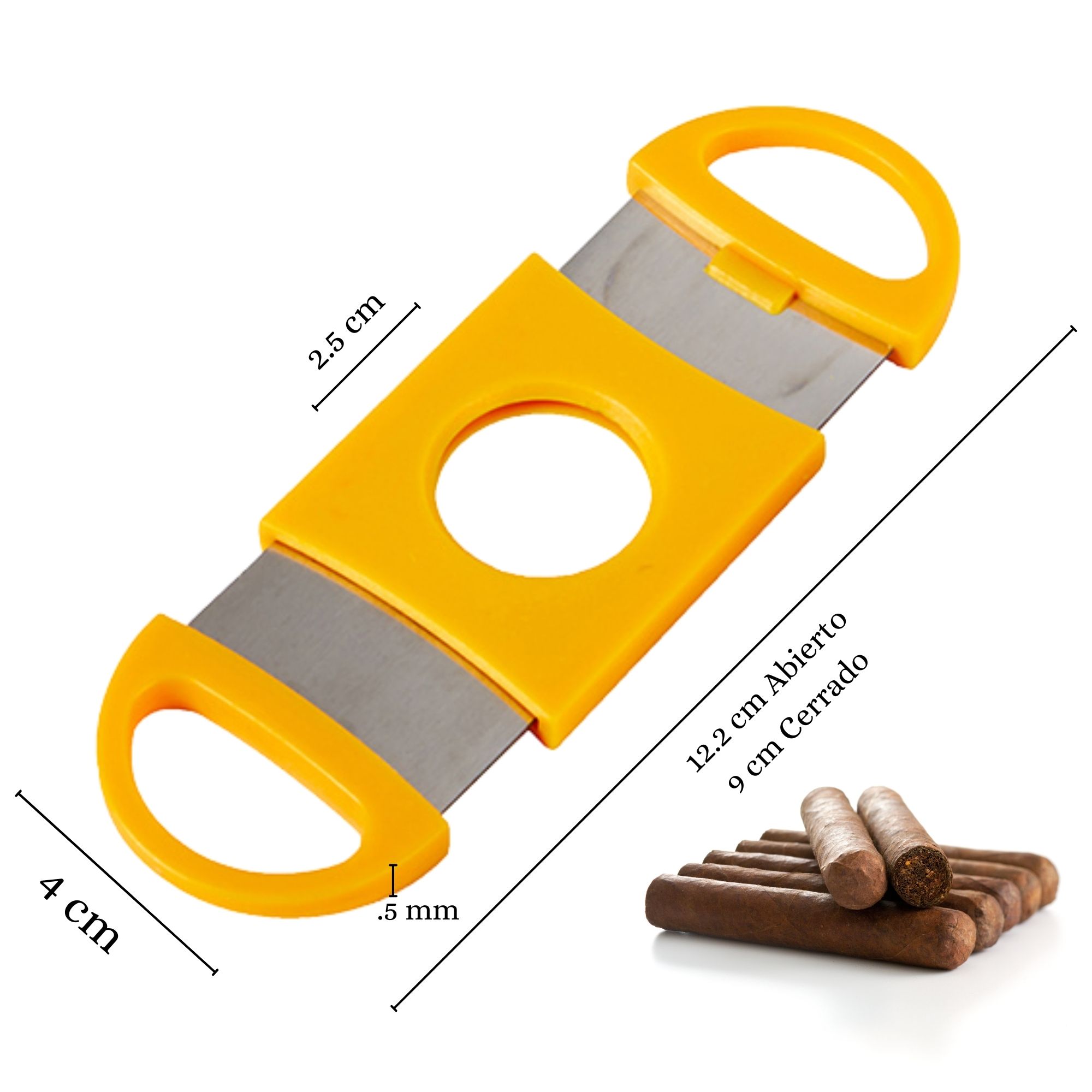 Cortador De Puros Habanos Ecomlab Cortapuro Acero Inoxidable Amarillo.