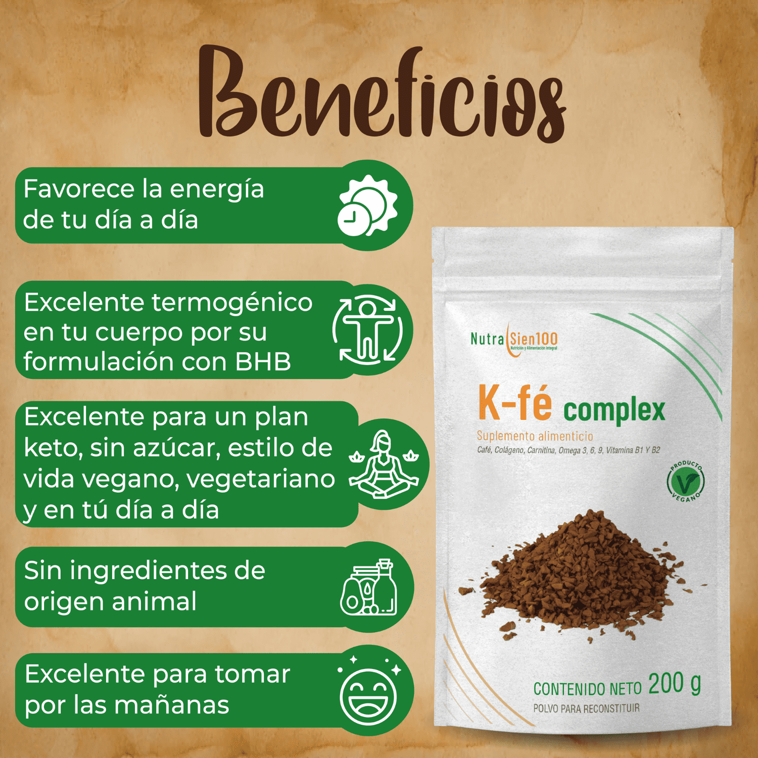 Nutrasien100 Café Keto Coffee Termogénico Sin Azúcar L-carnitina 20 Porciones