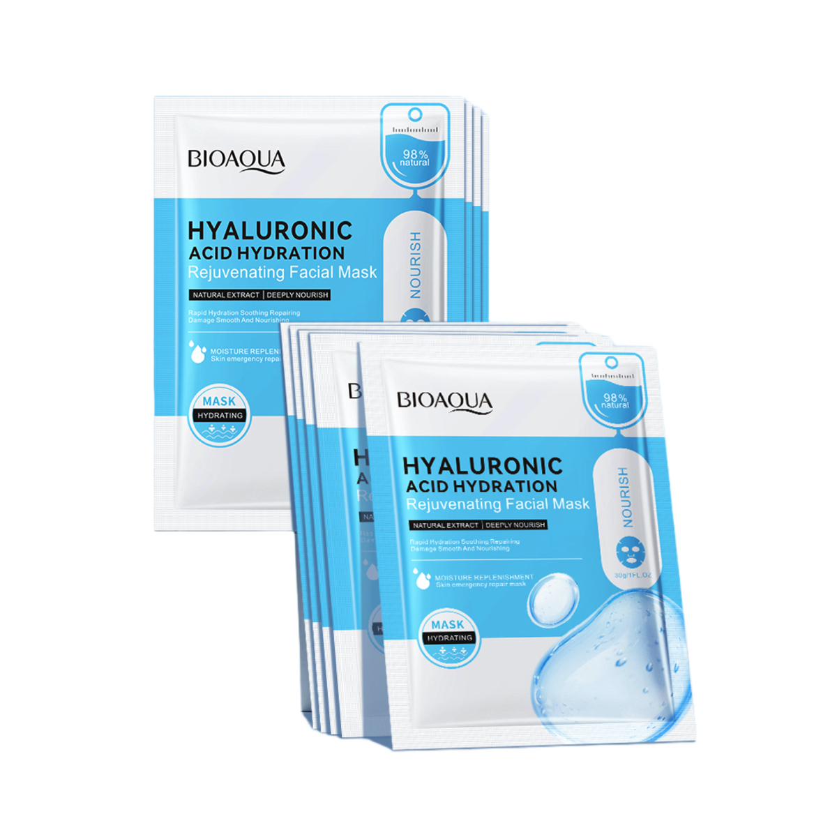 20 Mascarillas de Ácido Hialurónico Hidratante En Tela Anti Arrugas Anti Edad.