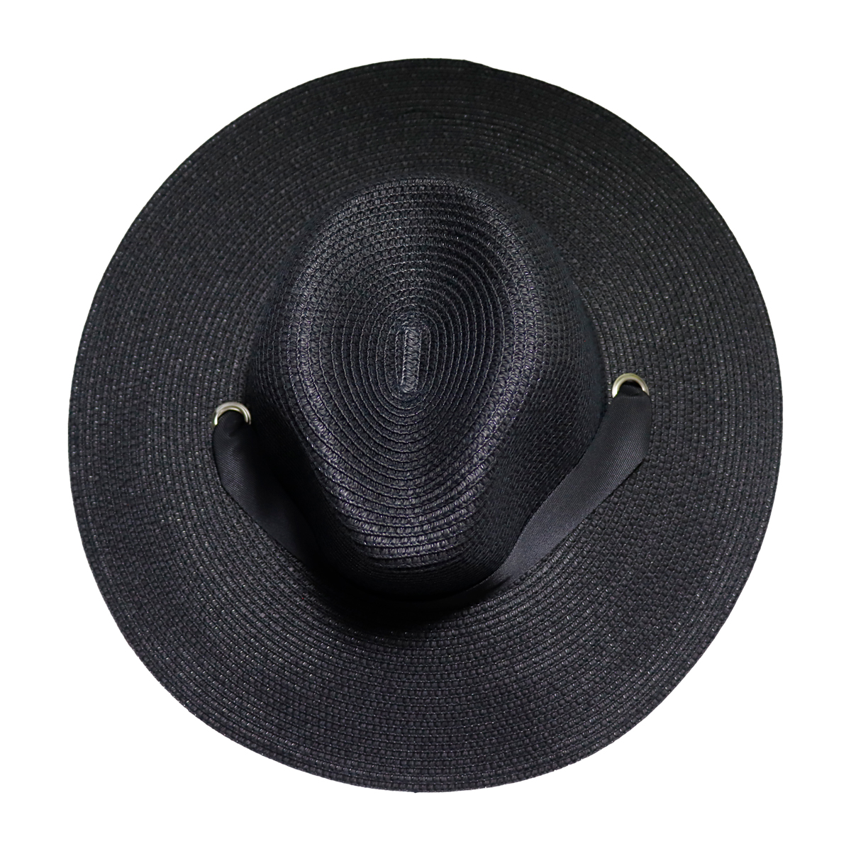 Sombrero de Playa color Negro de 20 cm con orificios y listón LoQuiero