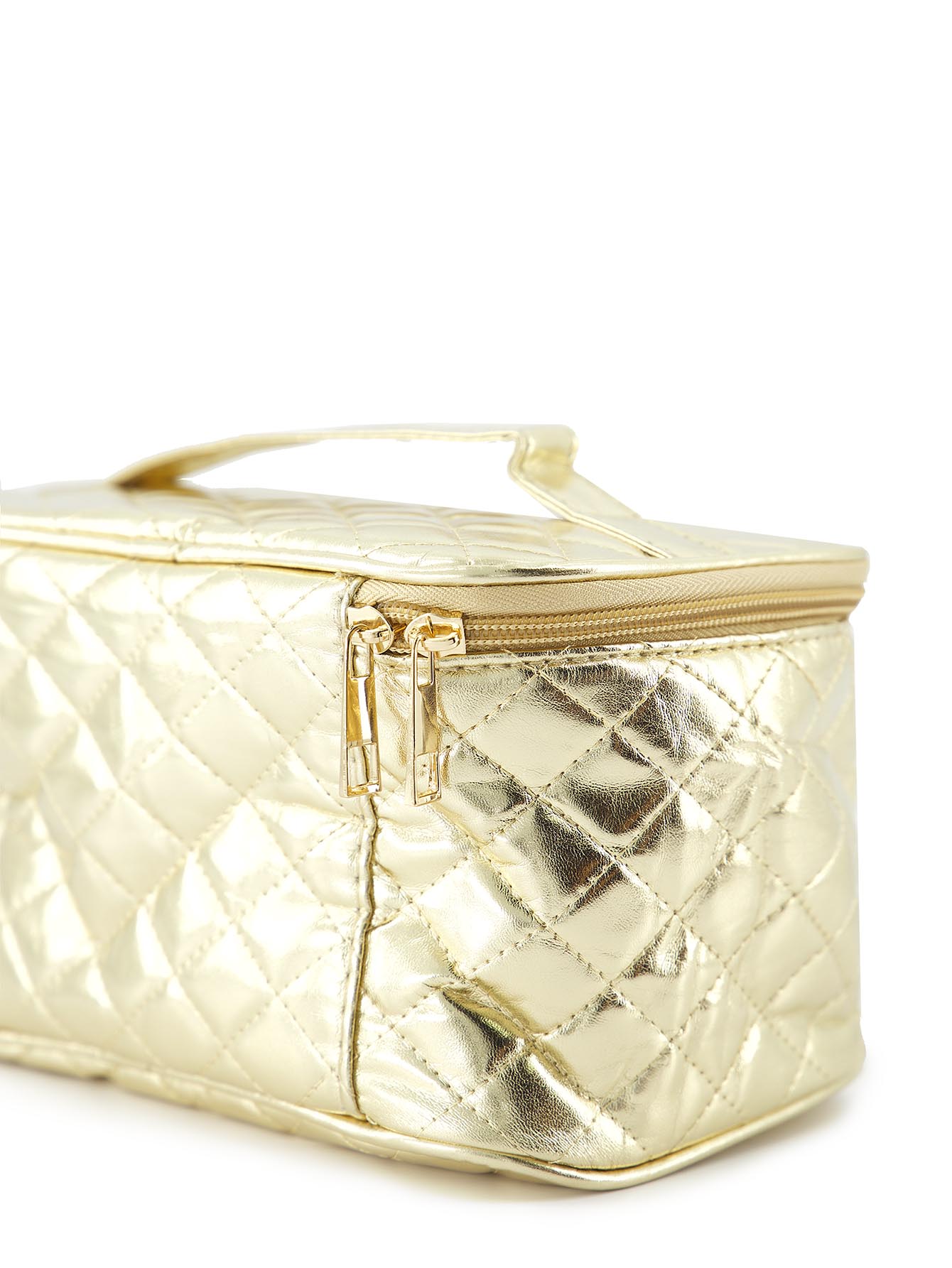 ADORN, Cosmetiquera básica acolchada para mujer, color dorado.