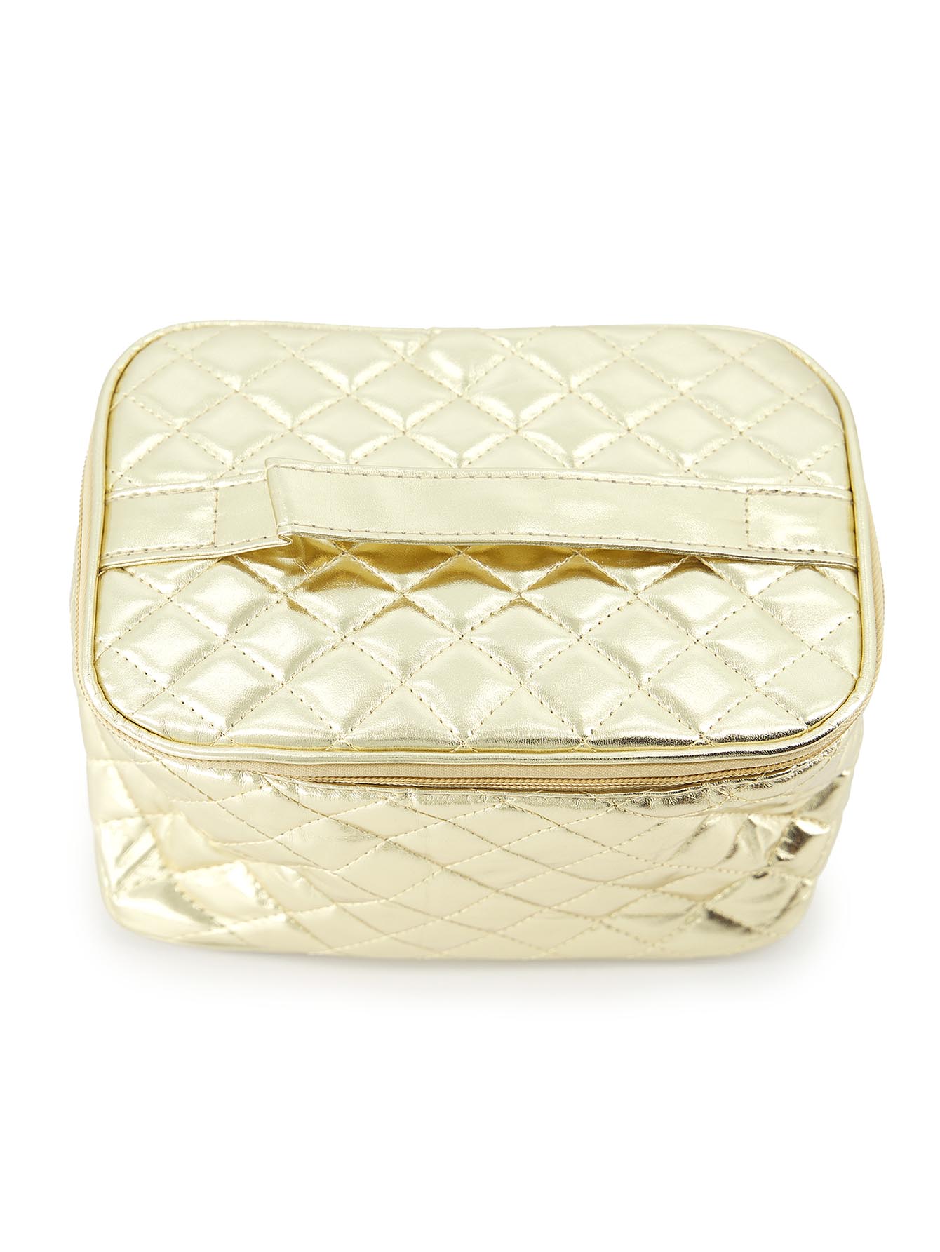 ADORN, Cosmetiquera básica acolchada para mujer, color dorado.