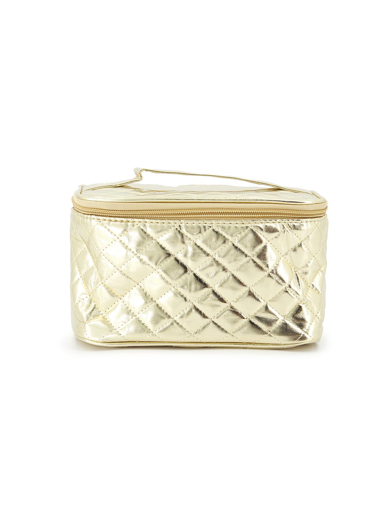 ADORN, Cosmetiquera básica acolchada para mujer, color dorado.