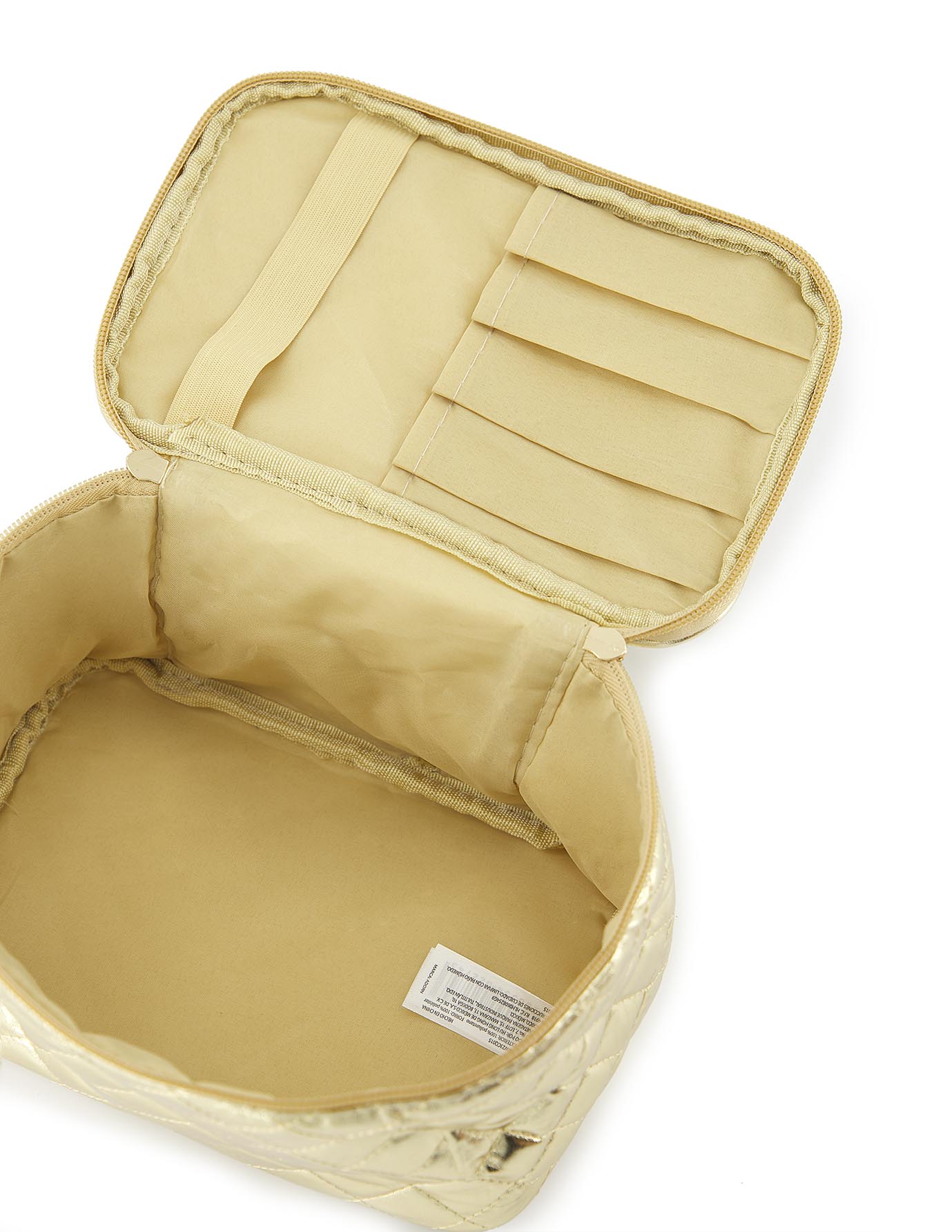 ADORN, Cosmetiquera básica acolchada para mujer, color dorado.