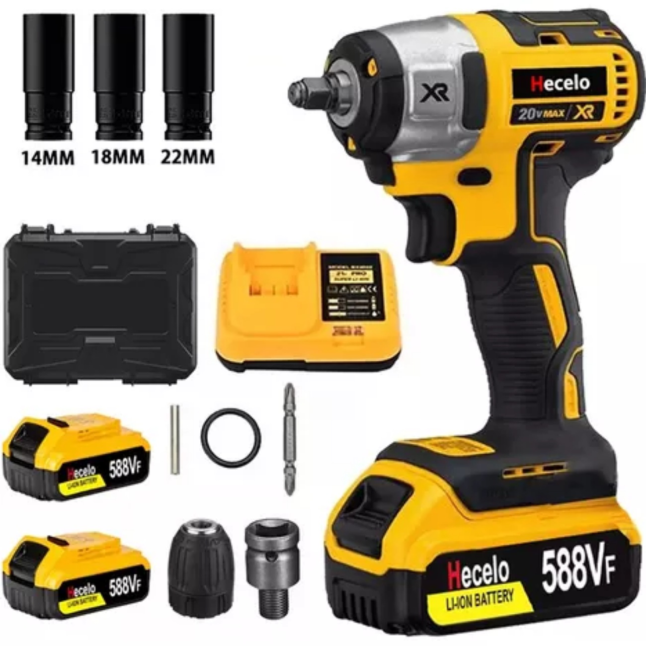 Pistola Impacto Llave Inalámbrica Batería De 2 Pilas 1/2