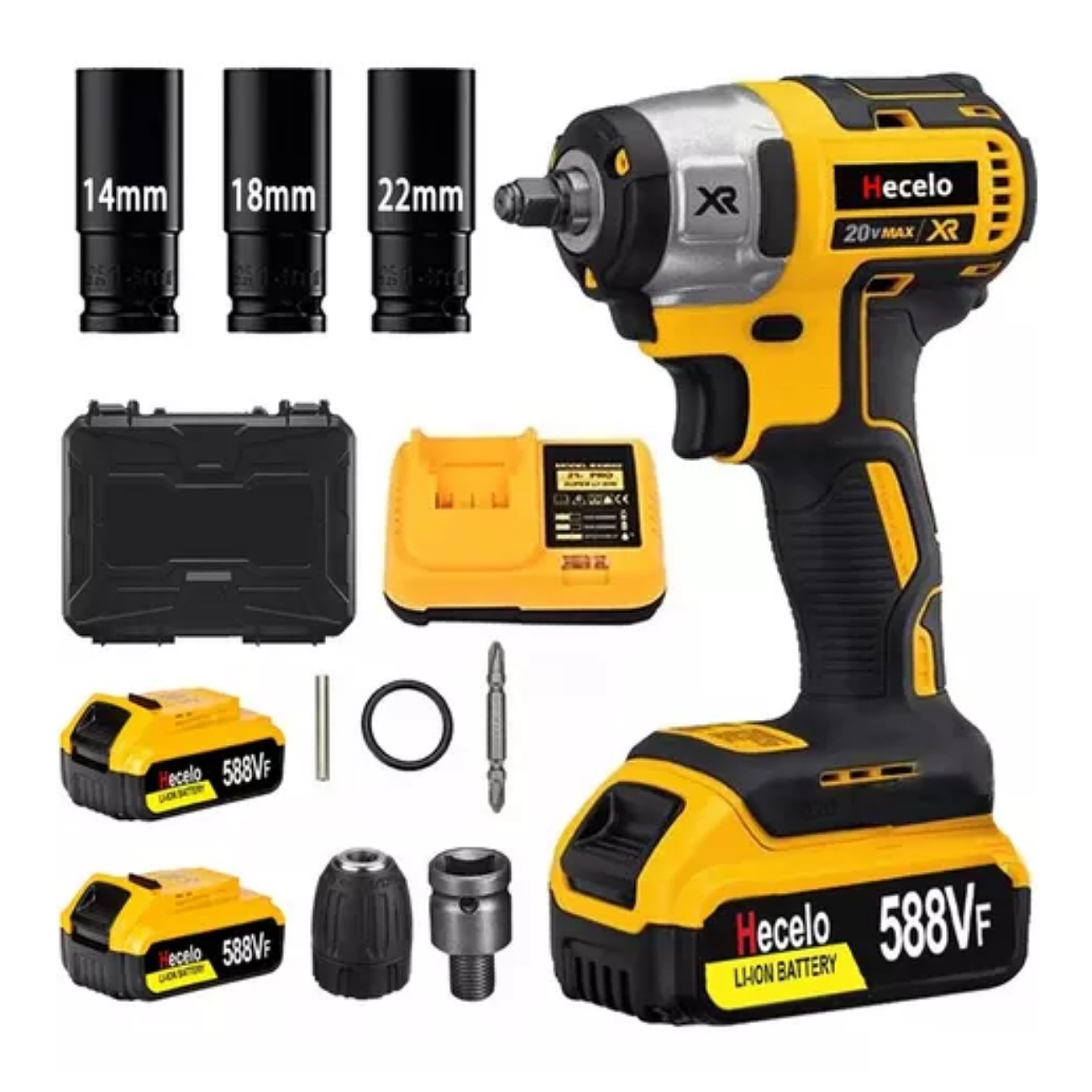 Pistola Impacto Llave Inalámbrica Batería De 2 Pilas 1/2