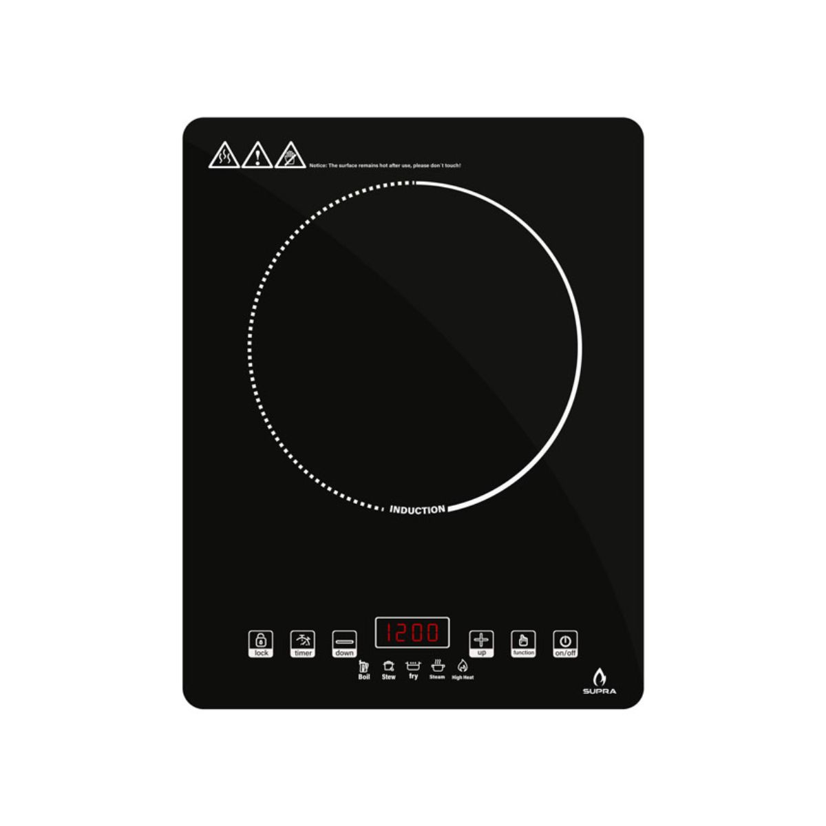 Parrilla de inducción magnética de sobreponer de 1 quemador 110v marca supra.