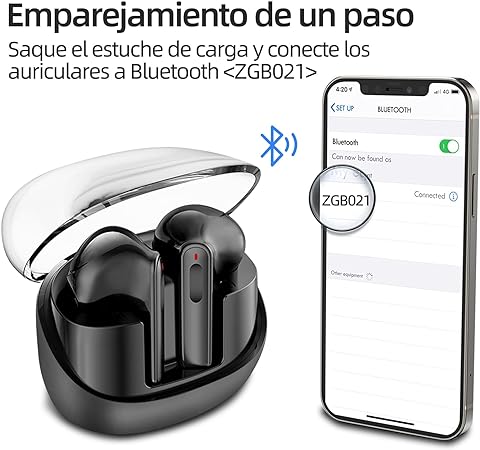 Audífonos Inalámbricos,Bluetooth 5.3 con 9D Estéreo HiFi,Auriculares Superligero Y Impermeable IPX7,Cancelación de Ruido, Audífonos Bluetooth con Control Táctil, Ideal para Xiaomi/Huawei/Samsung-Negro
