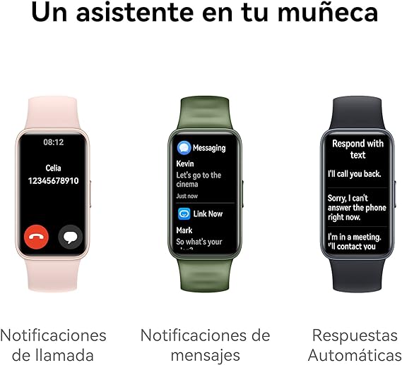 HUAWEI Band 8 (Garantía en México), Smartwatch Larga Duración de 2 semanas, SMS/Whatsapp de Respuesta rápida, Banda Inteligente, Compatible con Android & iOS, Negro