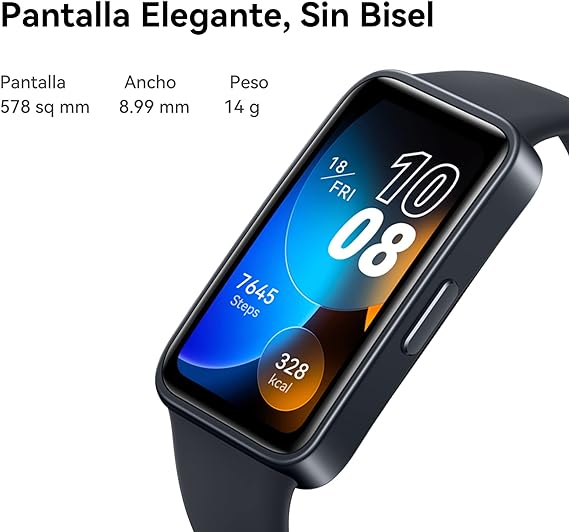 HUAWEI Band 8 (Garantía en México), Smartwatch Larga Duración de 2 semanas, SMS/Whatsapp de Respuesta rápida, Banda Inteligente, Compatible con Android & iOS, Negro
