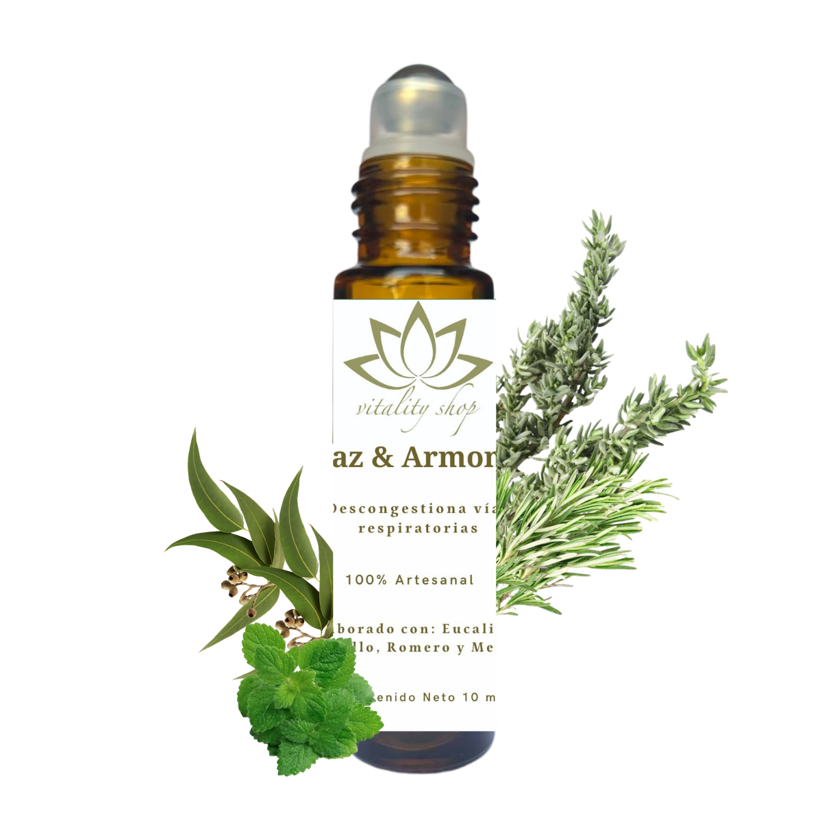 Roll On organico menta y eucalipto descongestiona Vias Respiratorias .