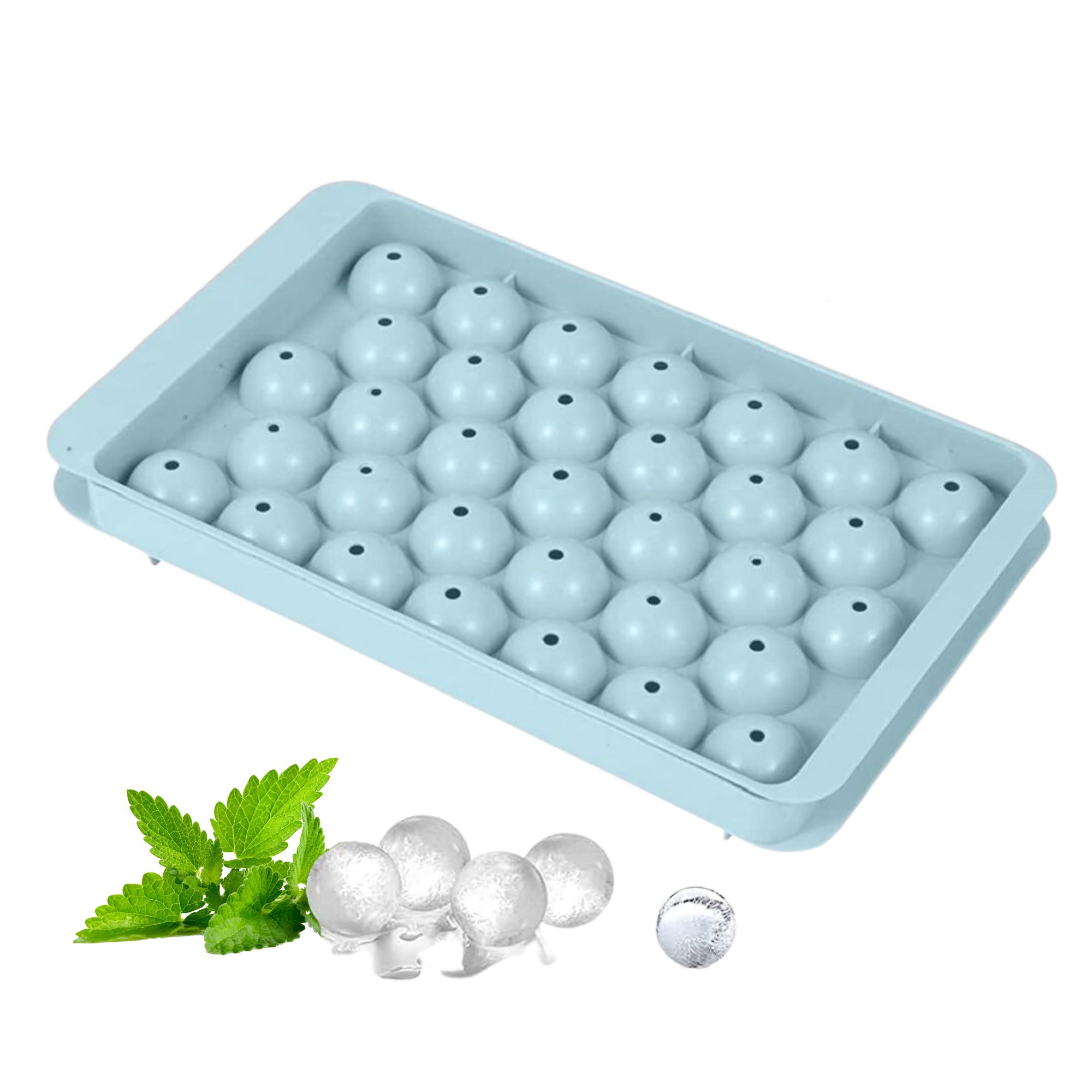 Cubo De Hielo Bandeja Ecomlab Esferas Circulares Coctelería Color Azul.
