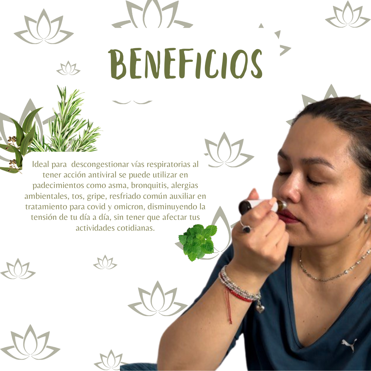 Roll On organico menta y eucalipto descongestiona Vias Respiratorias .