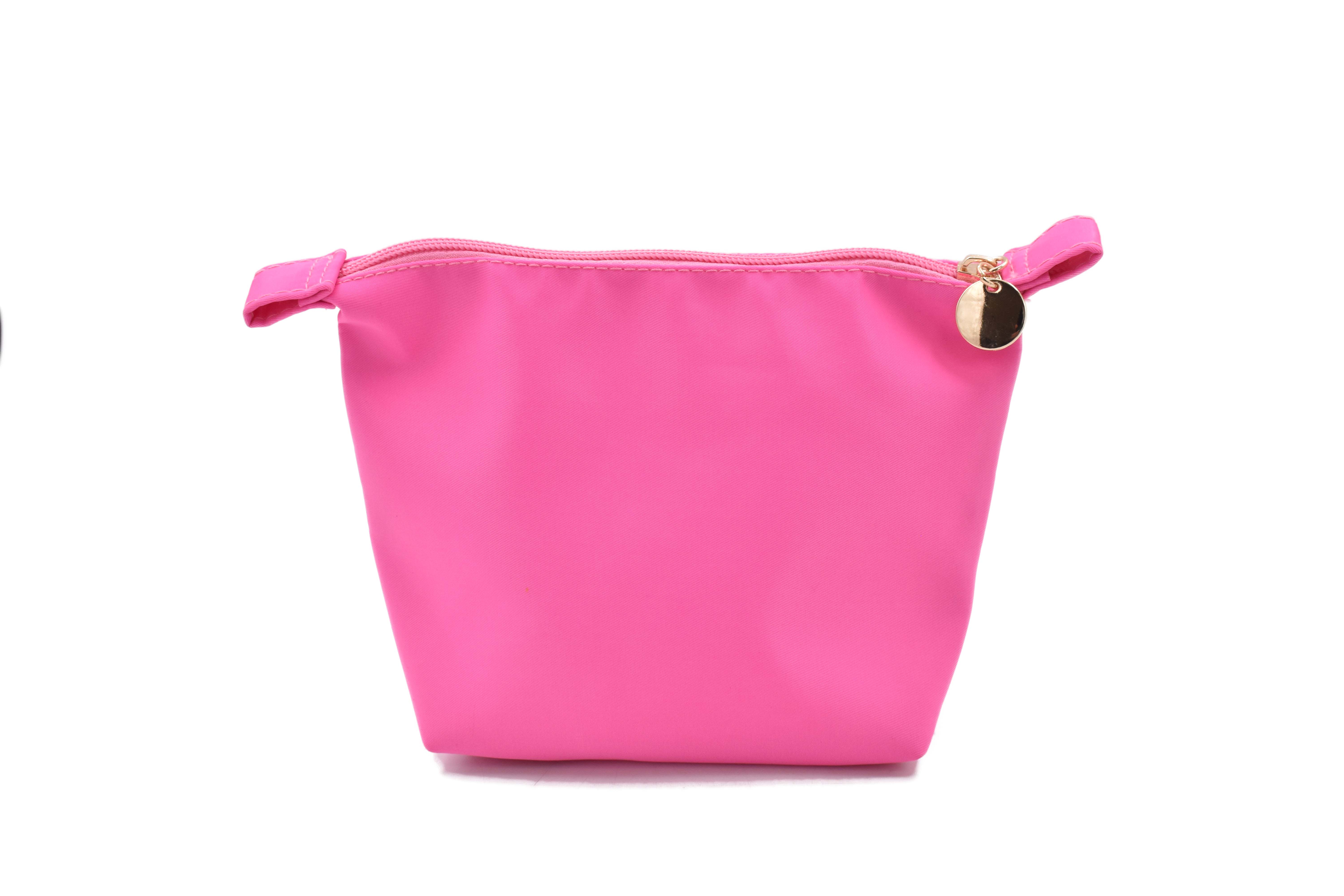 SAFIRIT, Cosmetiquera portátil de tela impermiable color rosa 