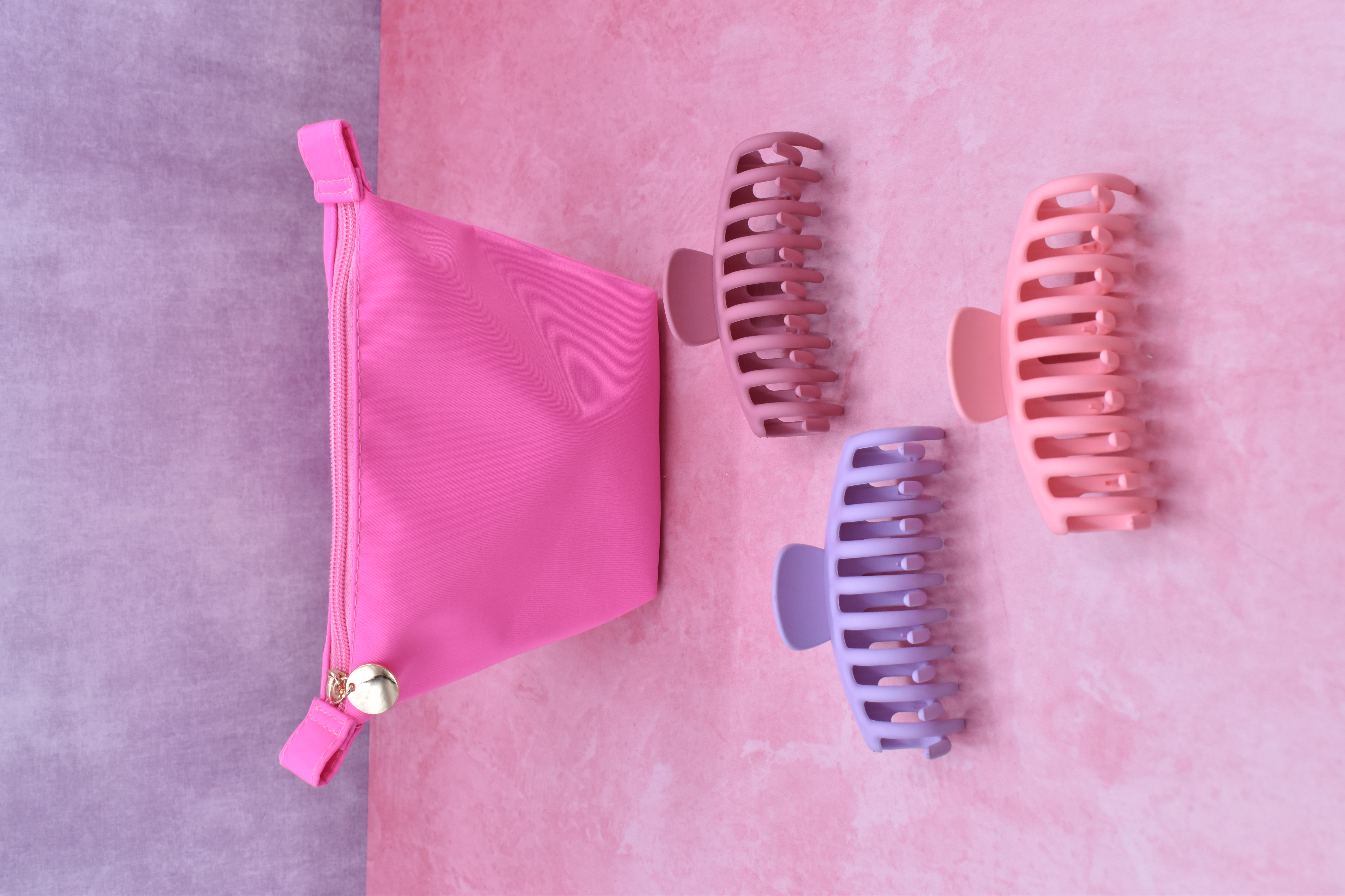 SAFIRIT, Cosmetiquera portátil de tela impermiable color rosa 