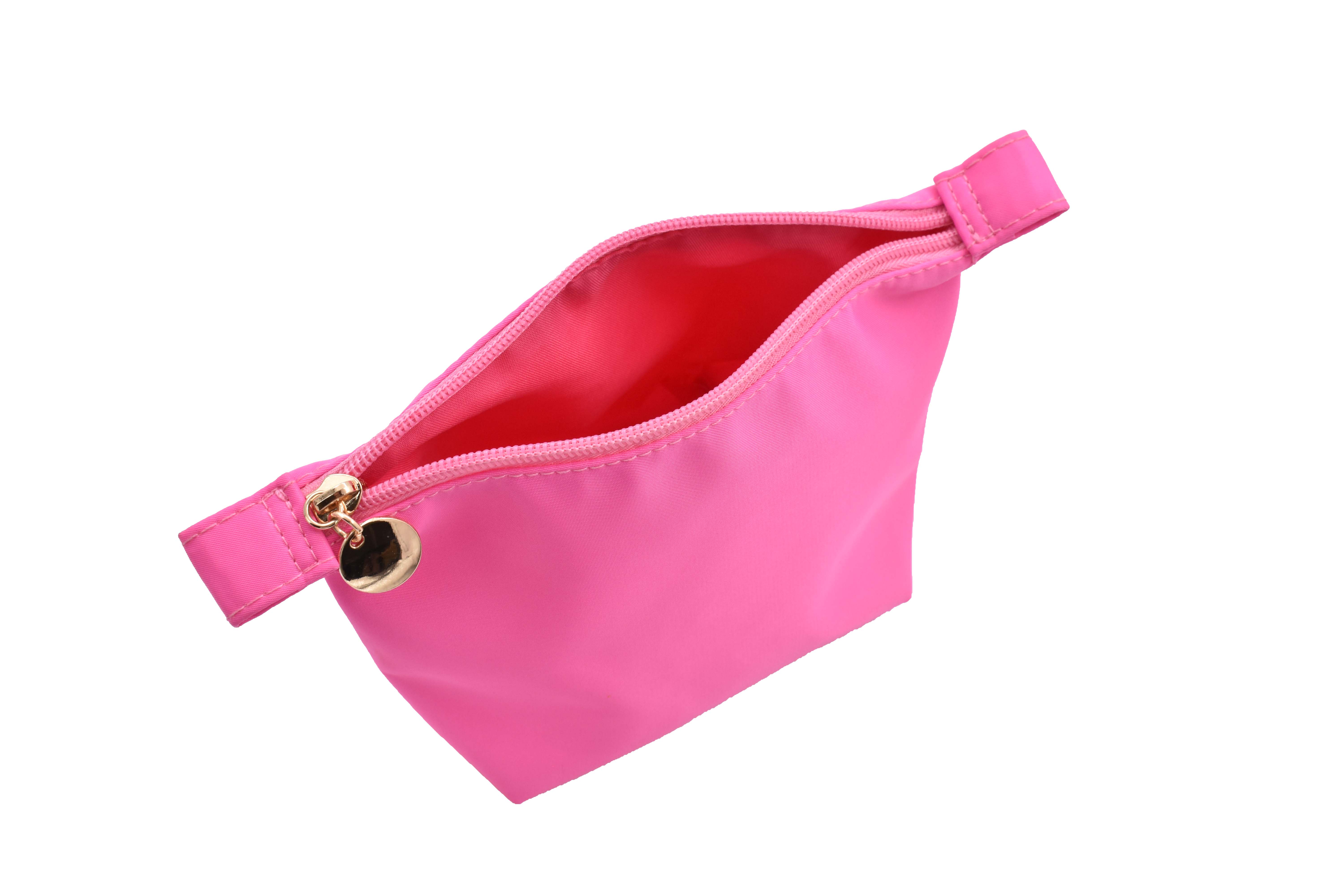 SAFIRIT, Cosmetiquera portátil de tela impermiable color rosa 