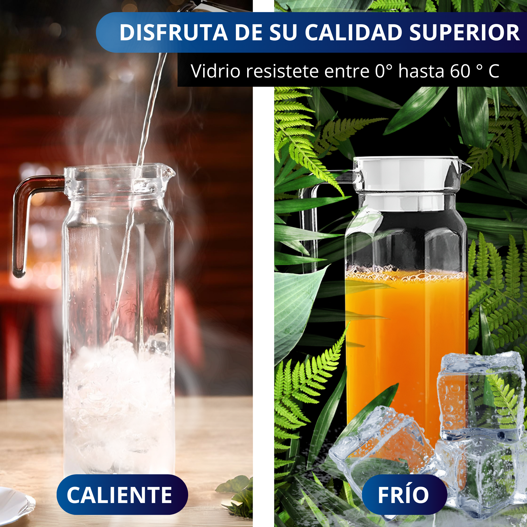 Jarra De Vidrio Con Tapa Ecomlab Ideal Para Agua O Bebidas.