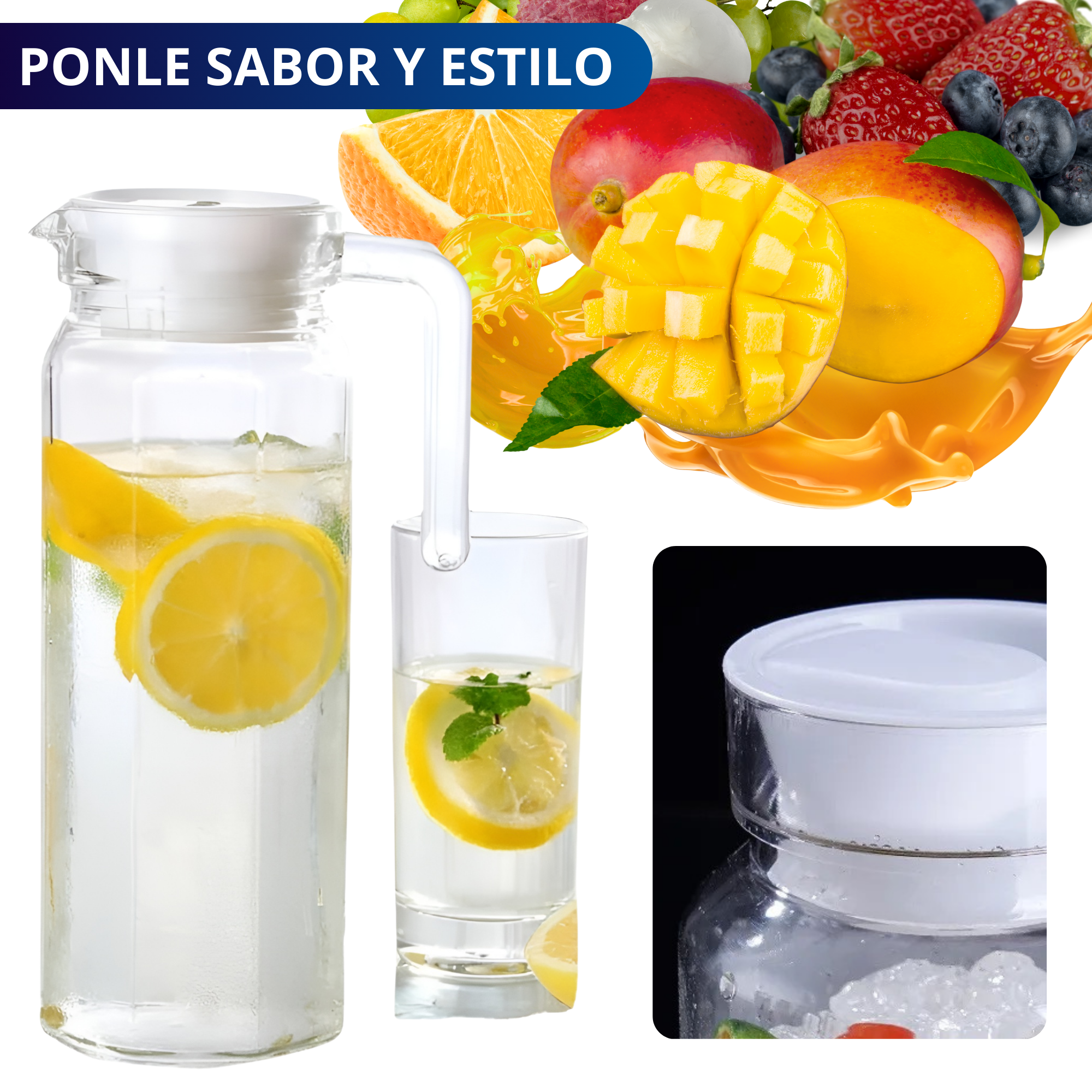 Jarra De Vidrio Con Tapa Ecomlab Ideal Para Agua O Bebidas.