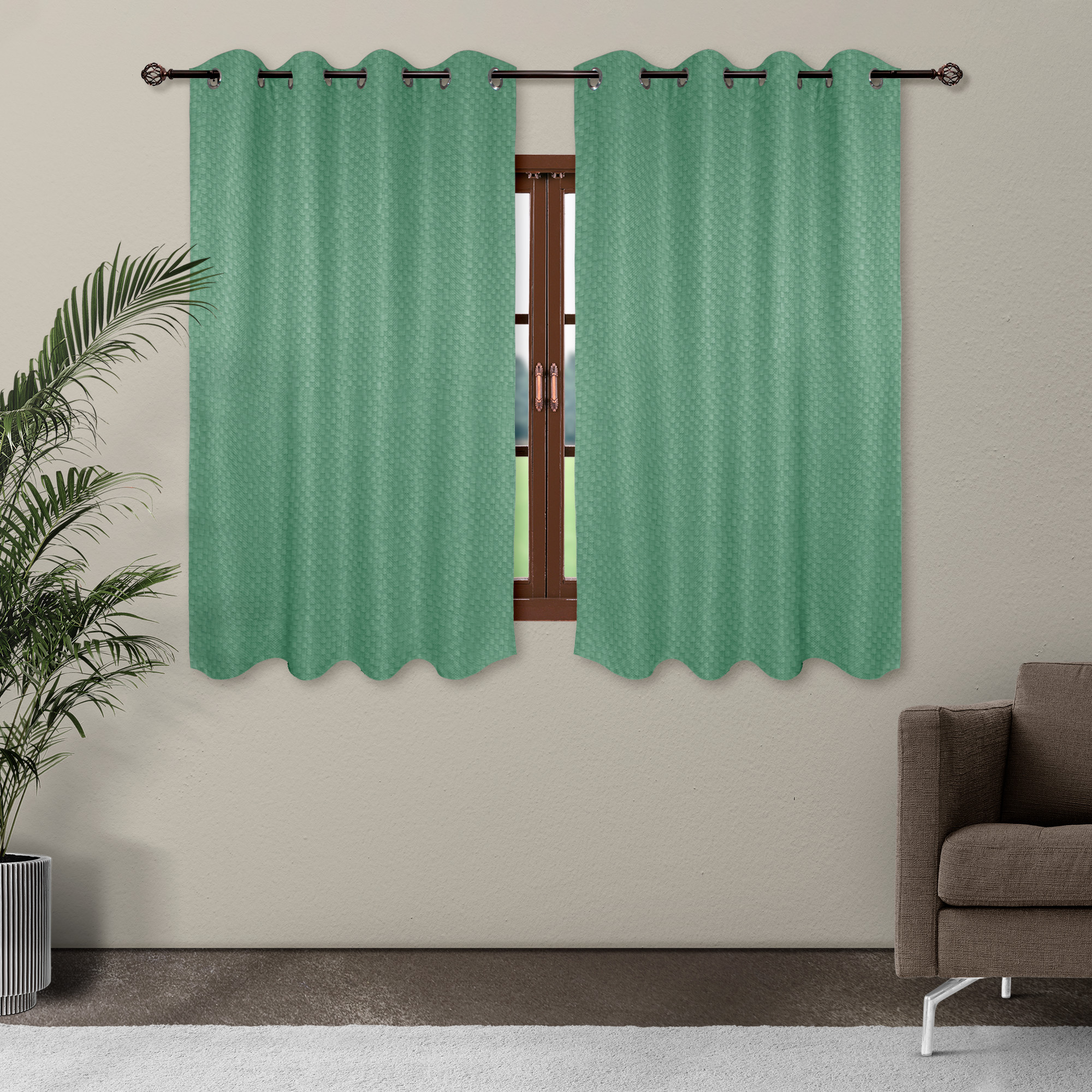 Cortina Blackout Verde Pistache Tramada Corta Térmica Bloqueo De Luz 95%