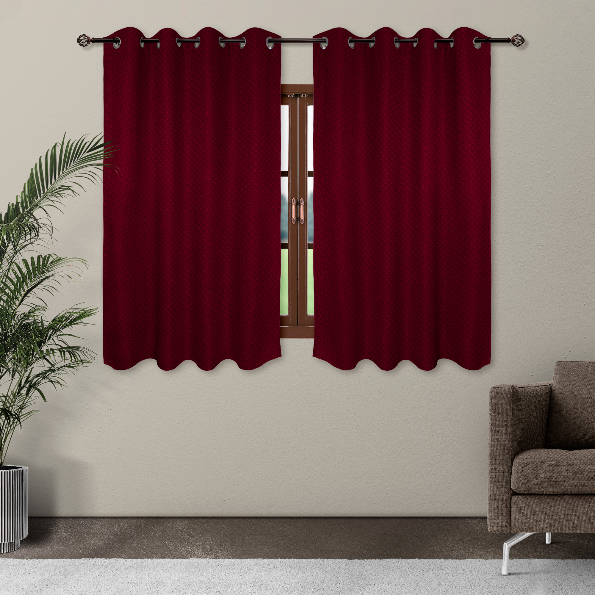 Cortina Blackout Guinda Tramada Corta Térmica Bloqueo De Luz 95%