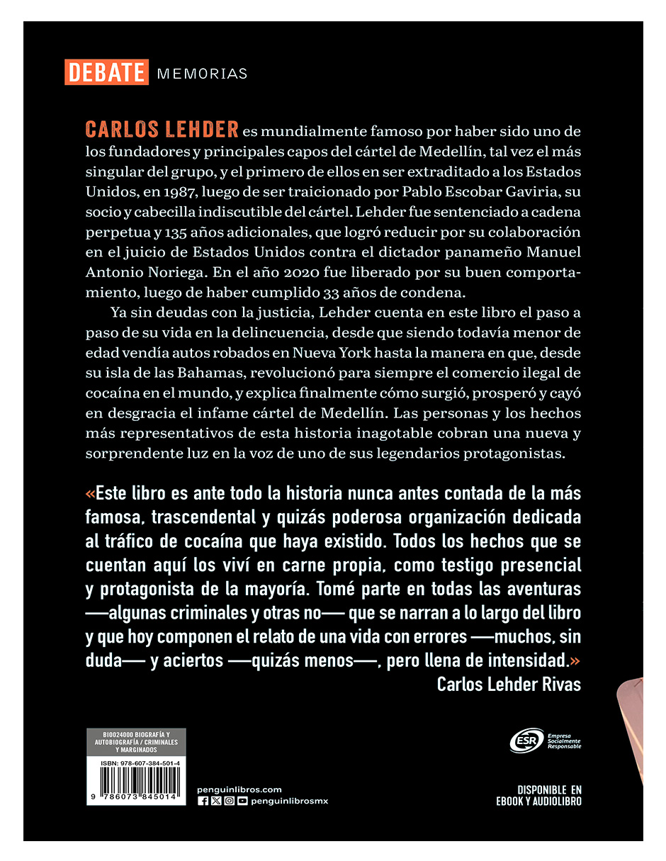 Libro Vida y muerte del cártel de Medellín Autor Carlos Lehder