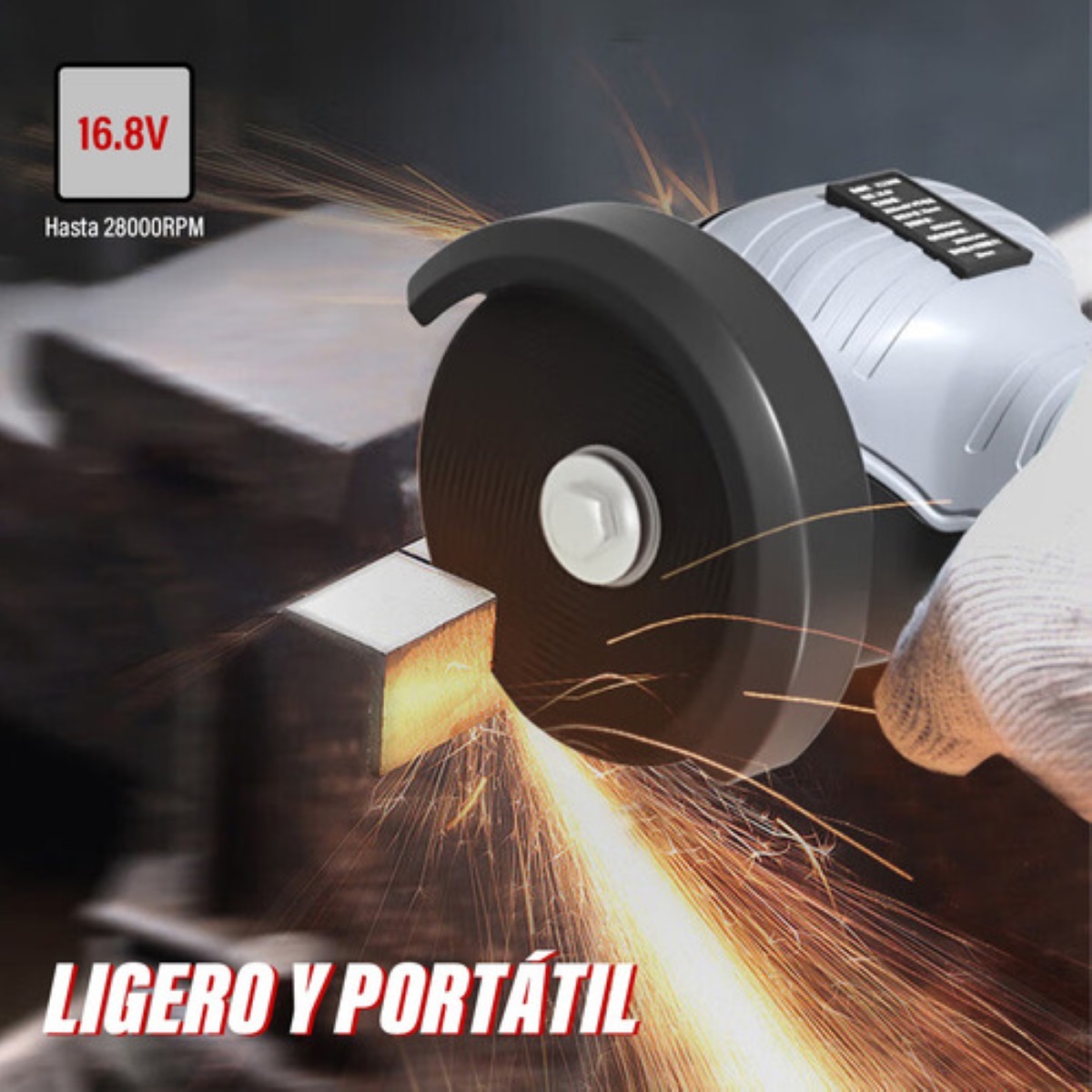 Mini Esmeril Angular Inalámbrica Pulidora 16.8v 75mm28000rpm GRIS