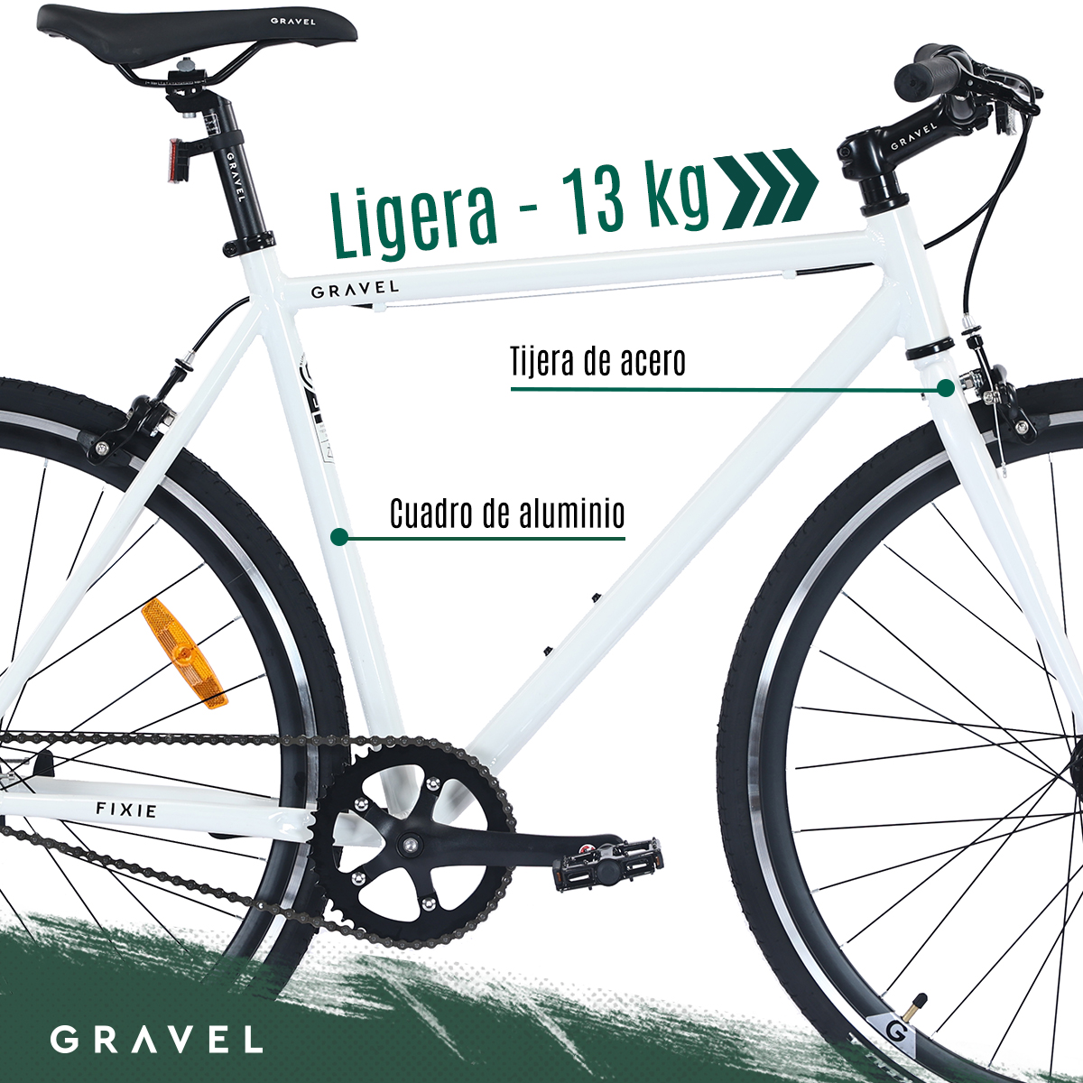 Bicicleta Gravel Fixie R700c Aluminio Color Blanco Tamaño Del Cuadro 54.