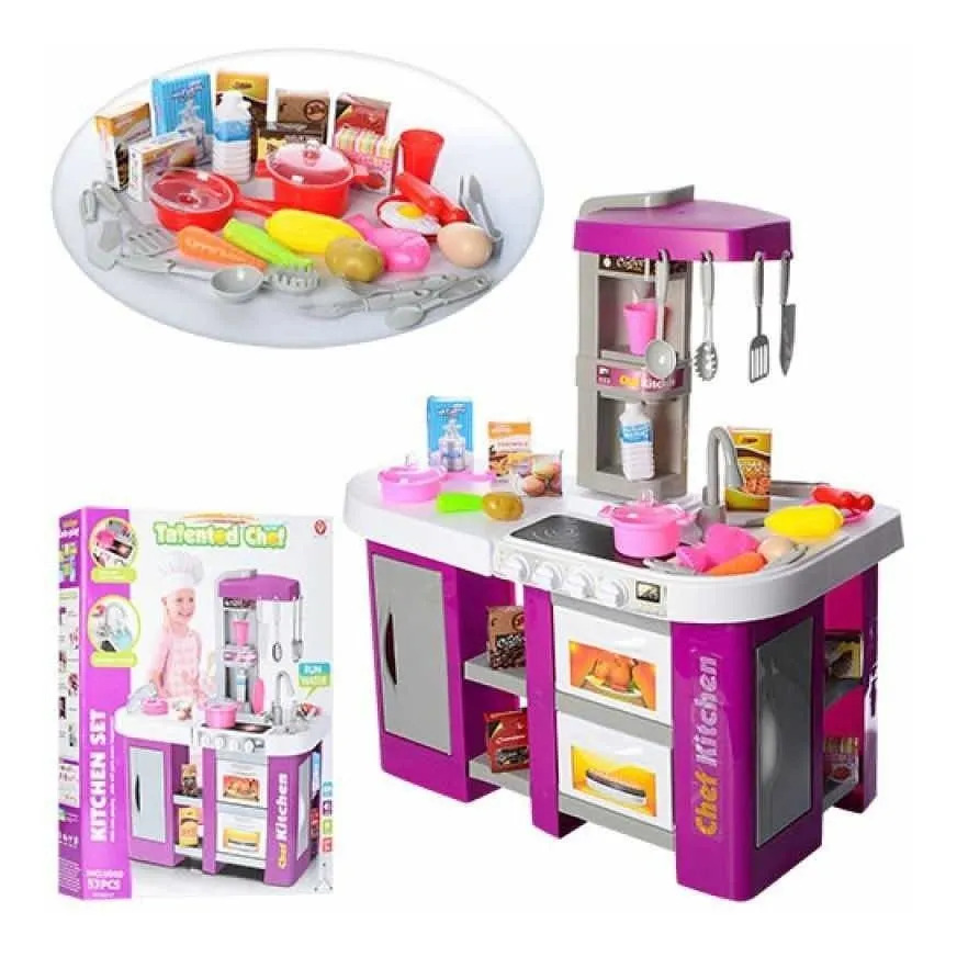 Cocina de Juguete para Niños con luz,sonido,agua Pzs Alto 72 Cm  - Violeta.
