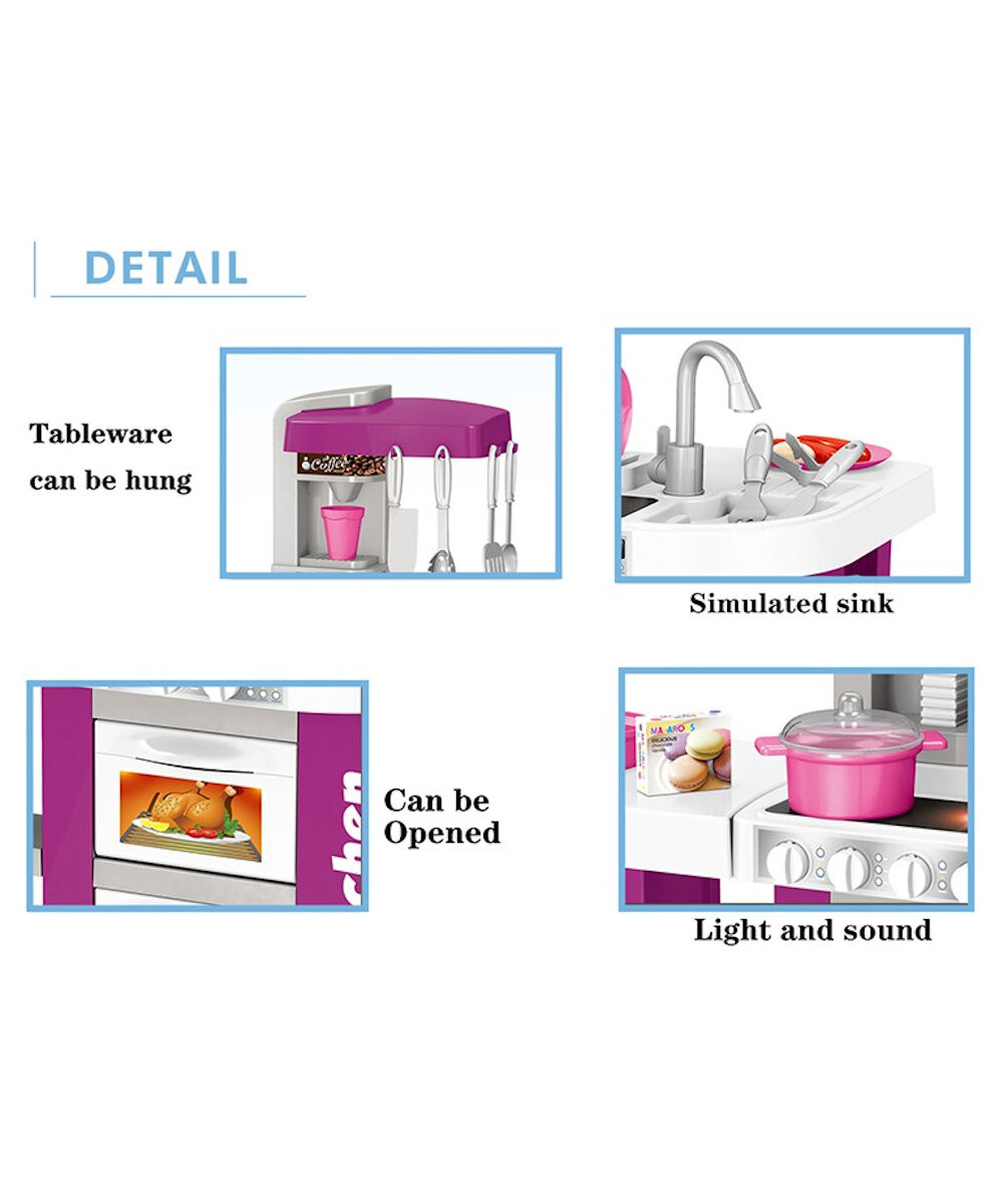 Cocina de Juguete para Niños con luz,sonido,agua Pzs Alto 72 Cm  - Violeta.