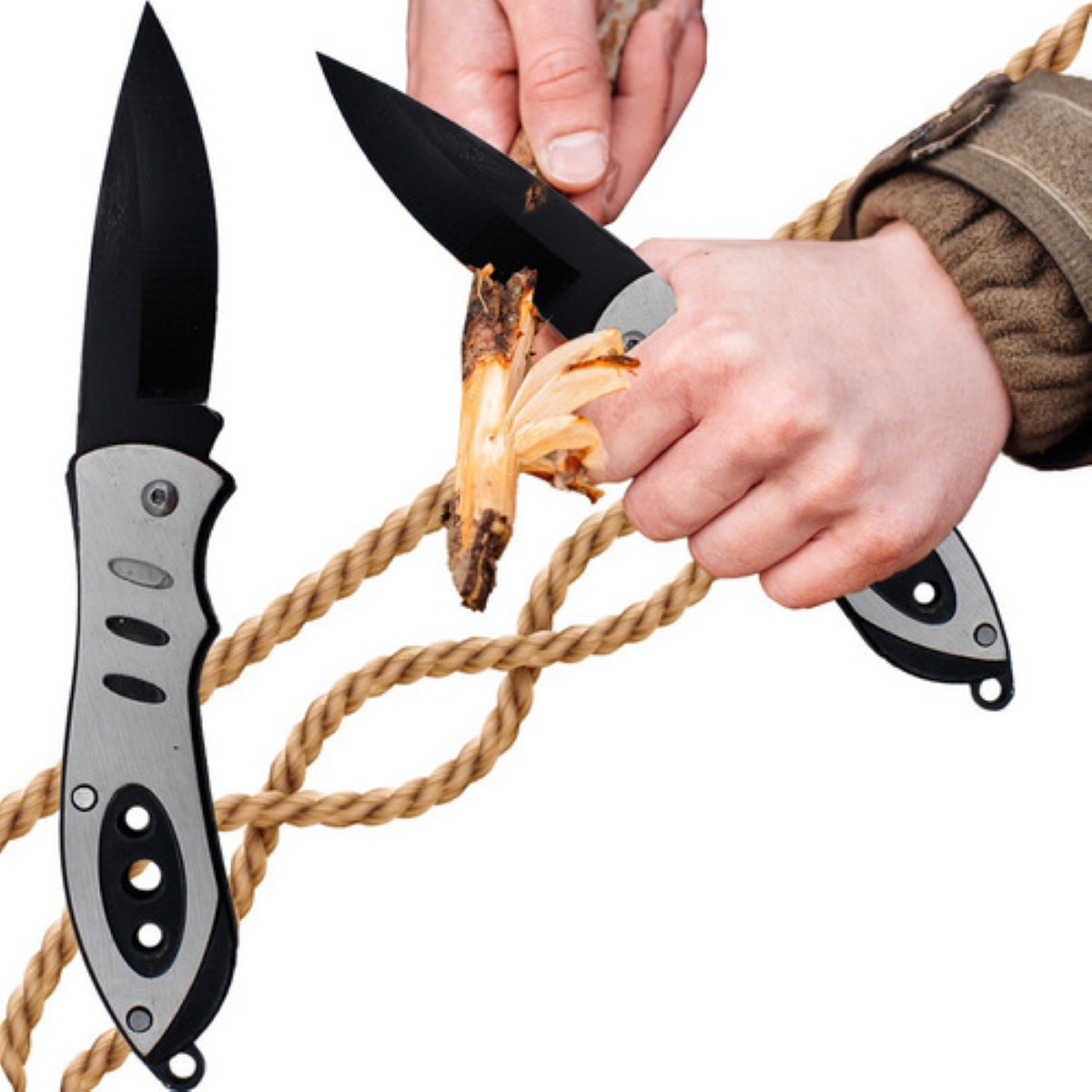 Cuchillo Navaja Tactica Supervivencia Militar Negro Plata GRIS NEGRO