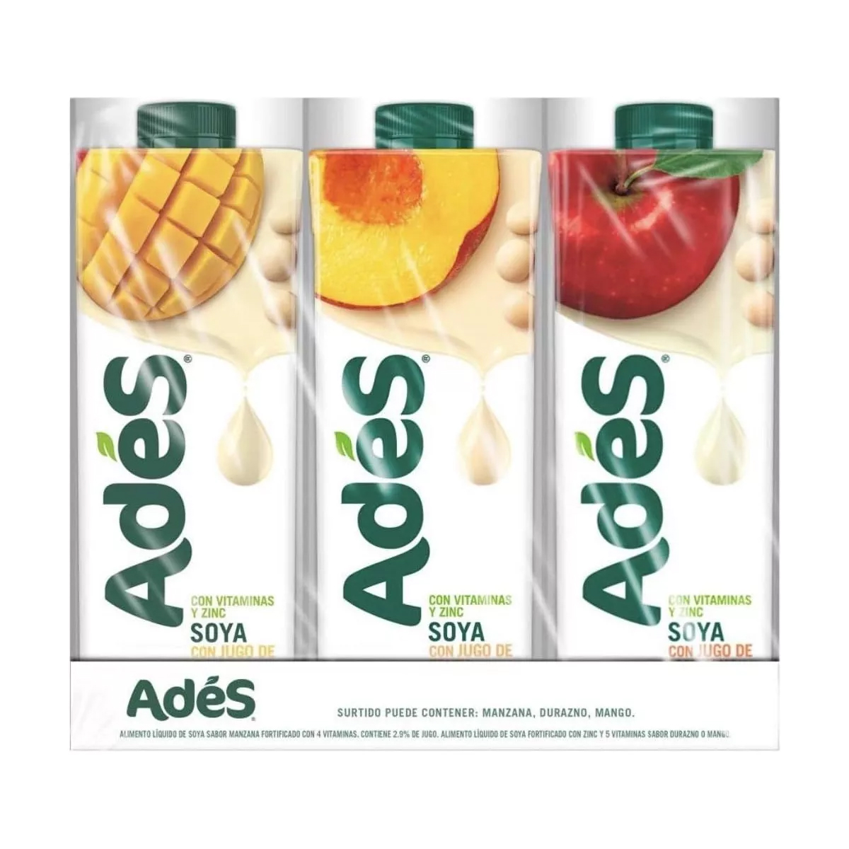 Bebida de Soya Ades de Sabores Surtidos 5 Piezas de 946 ml c/u