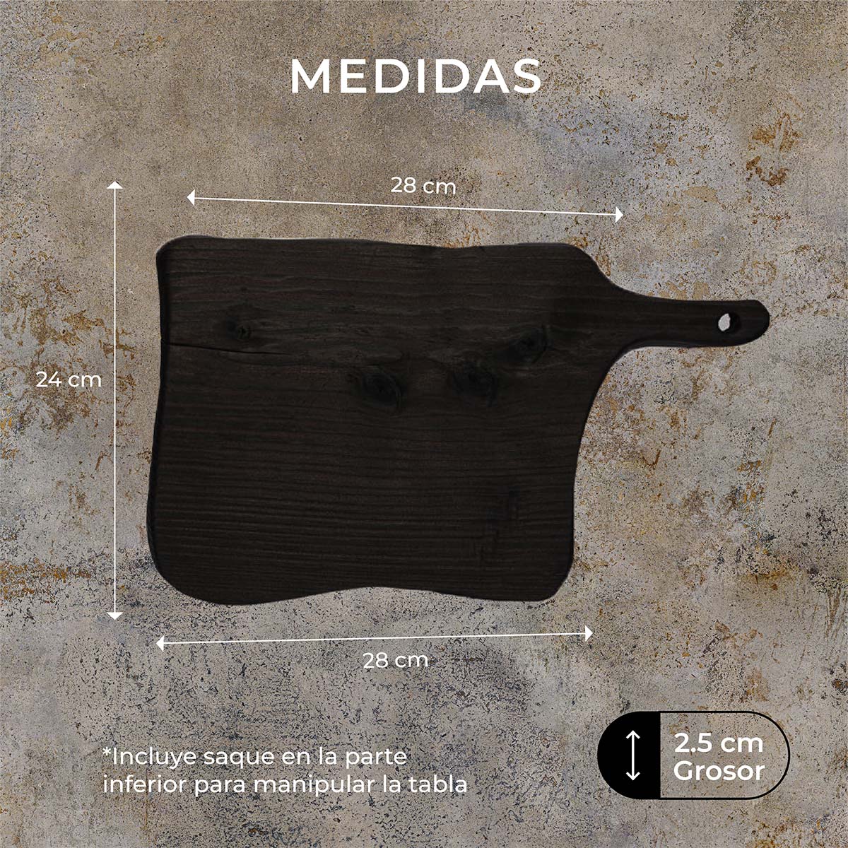 Tabla para picar de madera (pino) rectangular I tabla de quesos y charcuteria I tabla de decoración y corte para carne asados I hecho 100% a mano I LIVE II: Chica 24 x 28 x 2.5.