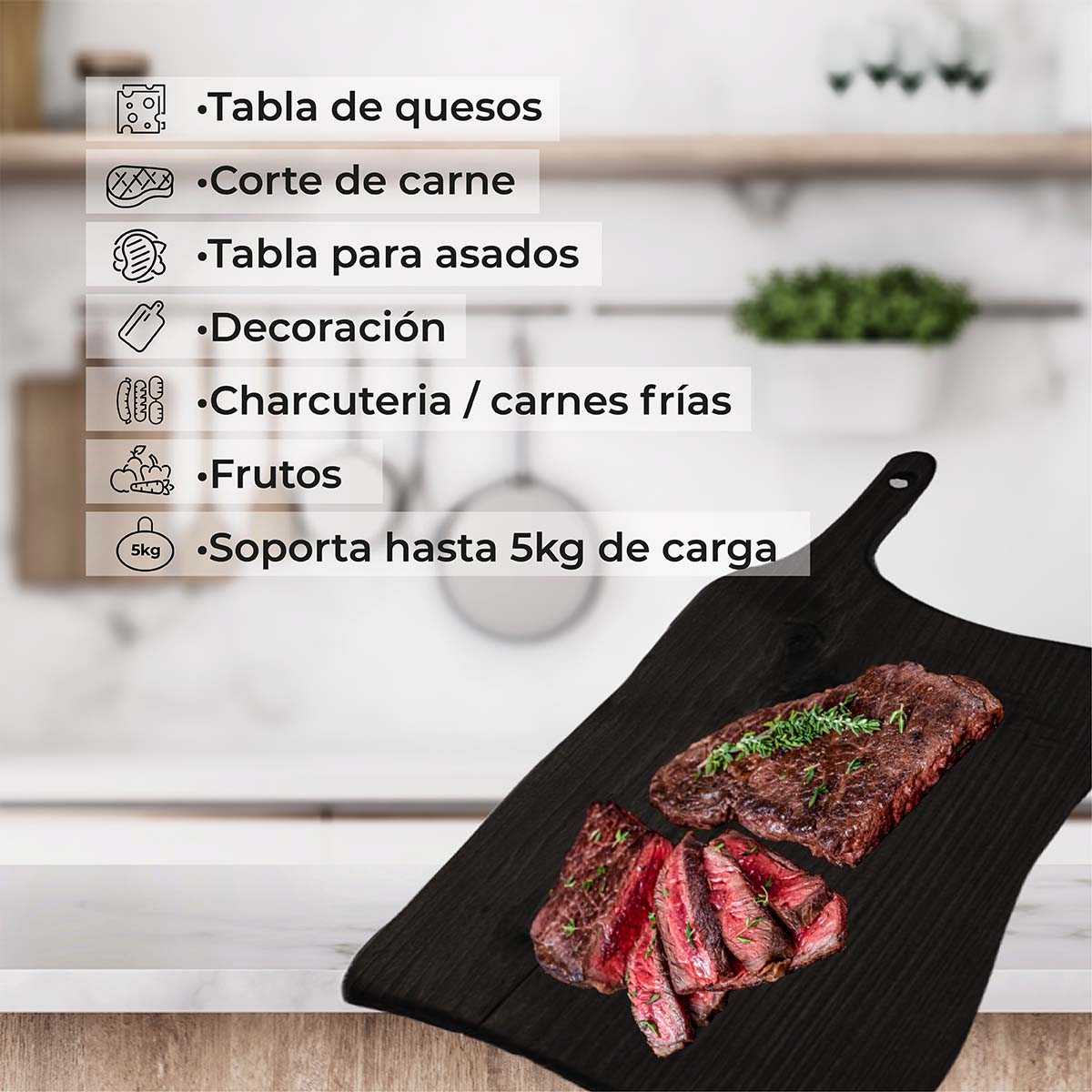 Tabla para picar de madera (pino) rectangular I tabla de quesos y charcuteria I tabla de decoración y corte para carne asados I hecho 100% a mano I LIVE II: Chica 24 x 28 x 2.5.