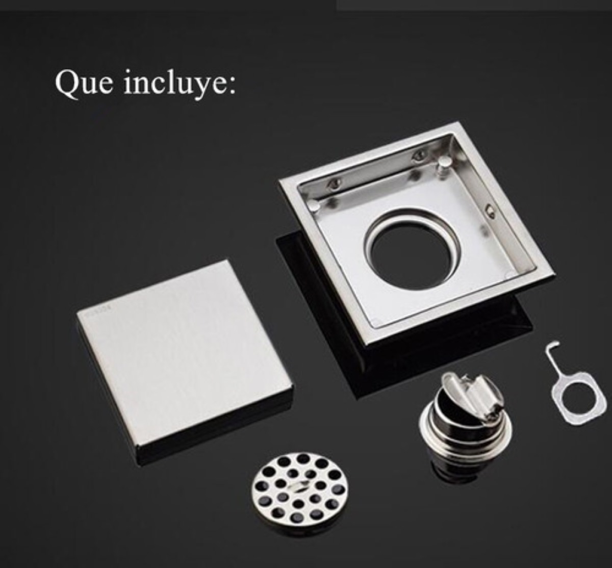 Coladera Cuadrada Invisible De Acero Inoxi Desagüe Baño 11cm