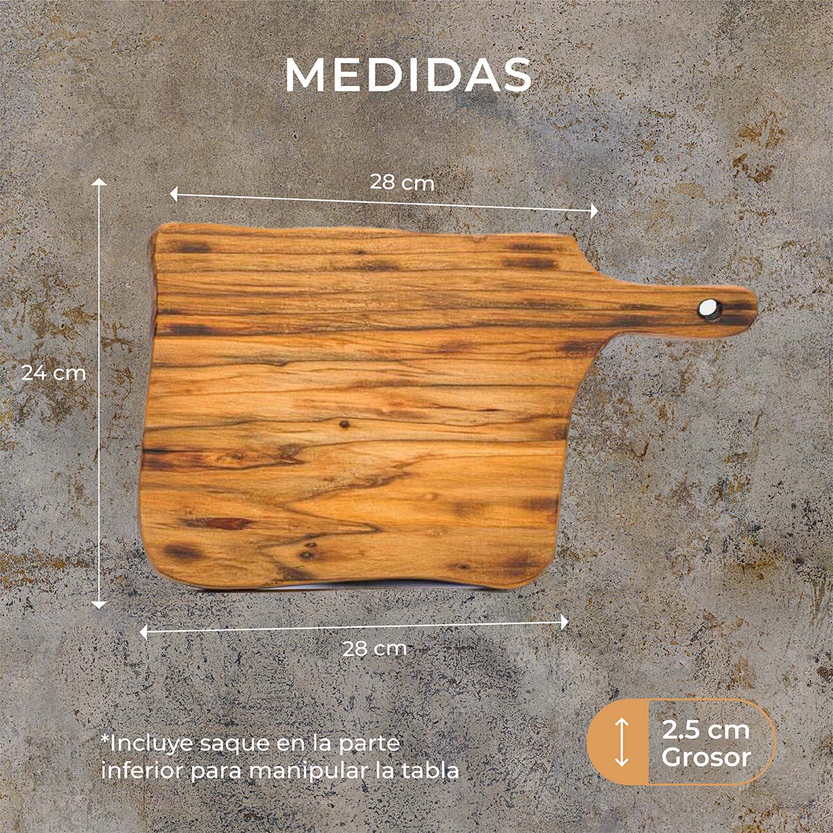 Tabla para picar de madera (pino) rectangular I tabla de quesos y charcuteria I tabla de decoración y corte para carne asados I hecho 100% a mano I LIVE III: Chica 24 x 28 x 2.5.