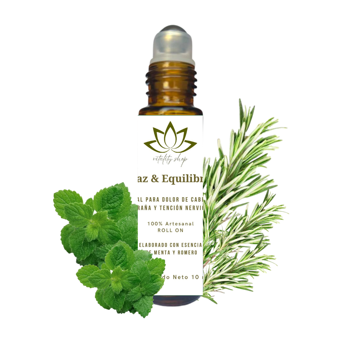 Roll On organico Menta Y Romero Alivia Dolor De Cabeza Migraña 10 Ml ..
