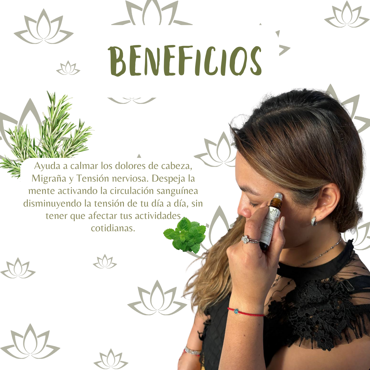 Roll On organico Menta Y Romero Alivia Dolor De Cabeza Migraña 10 Ml ..