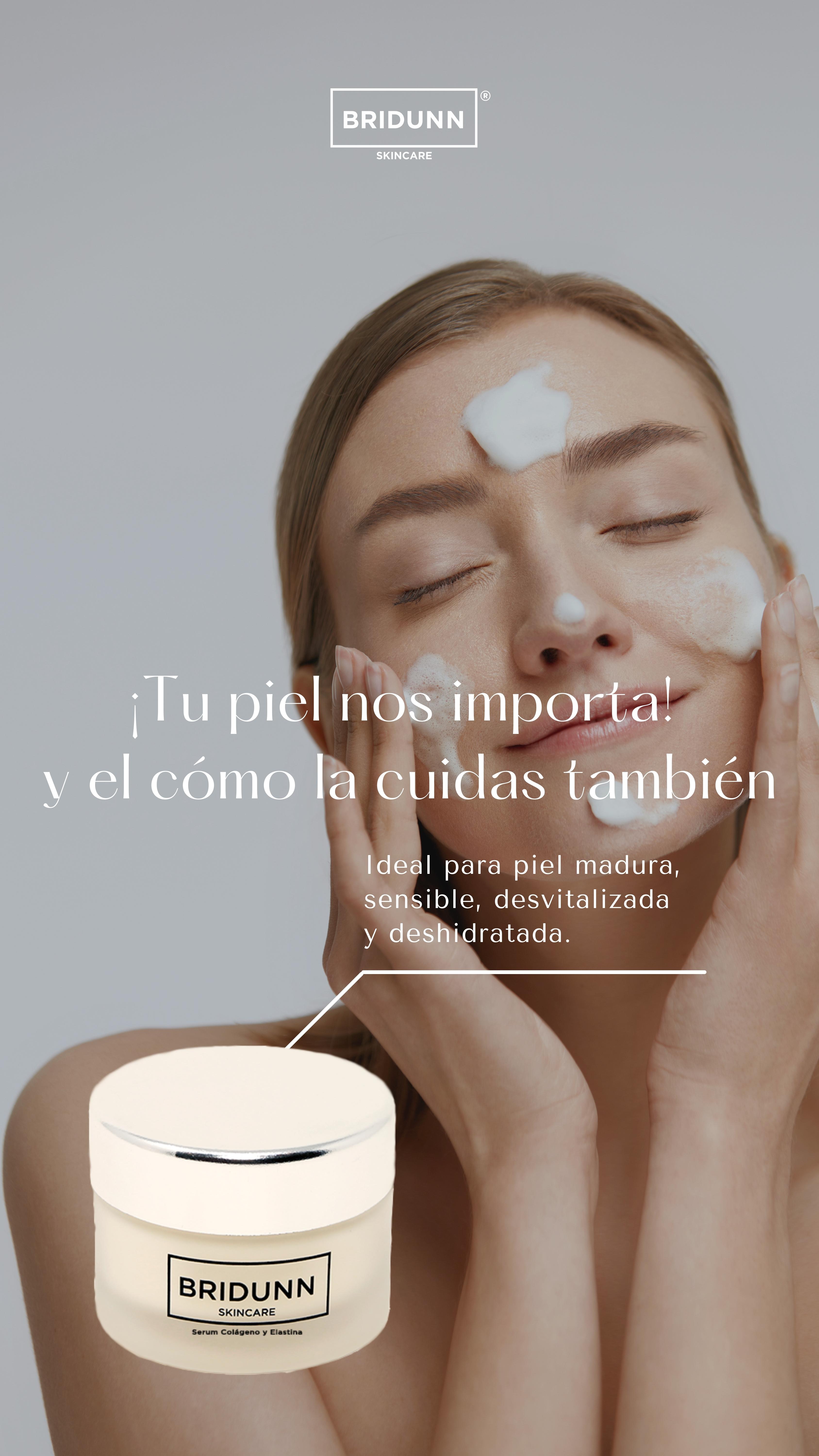 Crema Facial Rejuvenecedora Piel con Colágeno Marino para AntiFlacidez, Antienvejecimiento, Antiarrugas. Ingredientes Naturales Bridunn Skincare